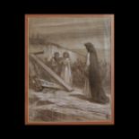 Jan STYKA (1858-1925) drawing on a biblical theme, author signature, early 20th C, Polish painting.