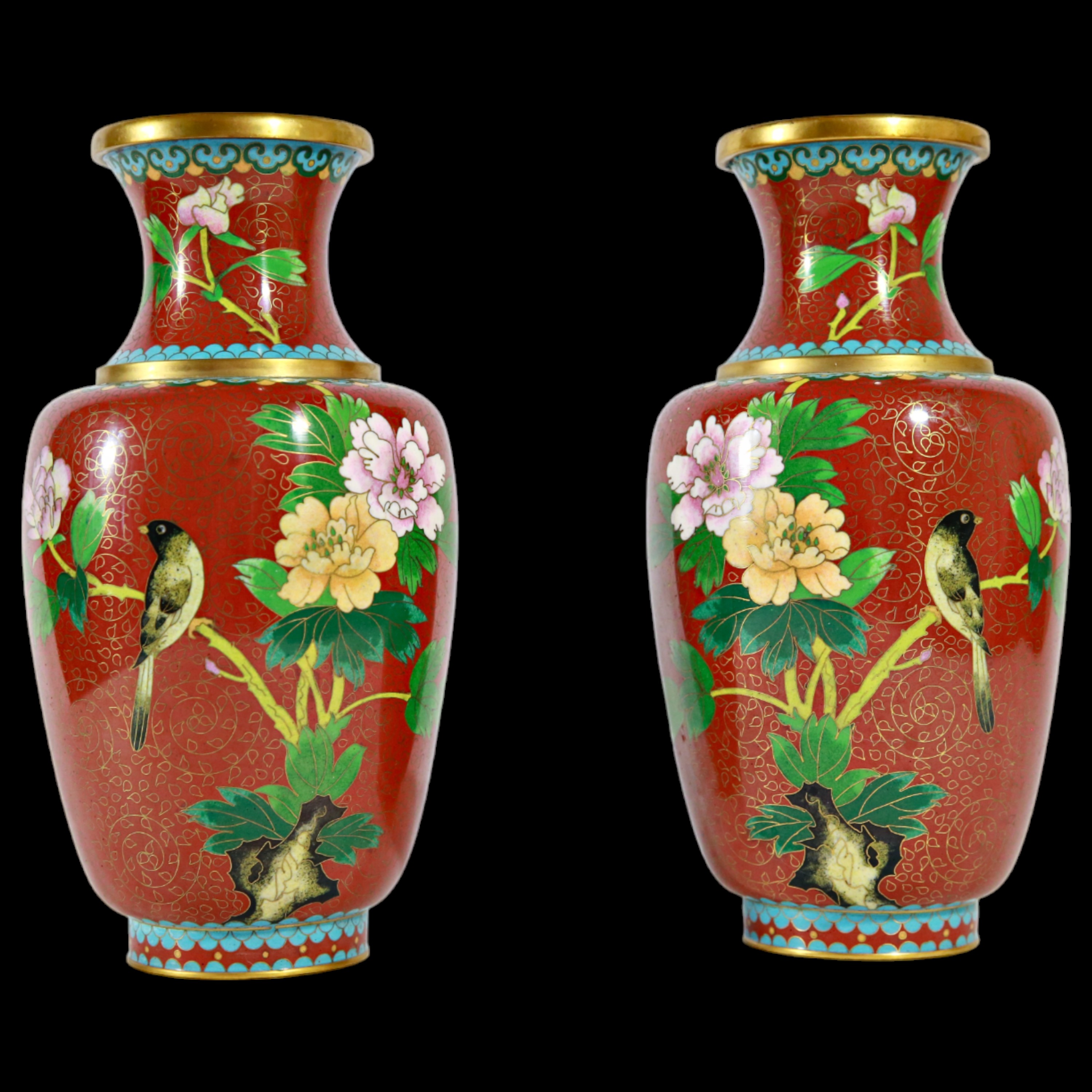 Pair of Fine Japanese Cloisonne Vases, Meiji / Taisho Era. - Image 20 of 20