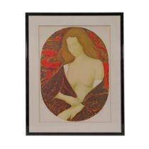 Alain BONNEFOIT (1937) "Portrait de jeune femme nue", Lithograph, 82/200. French art of the 20th _.