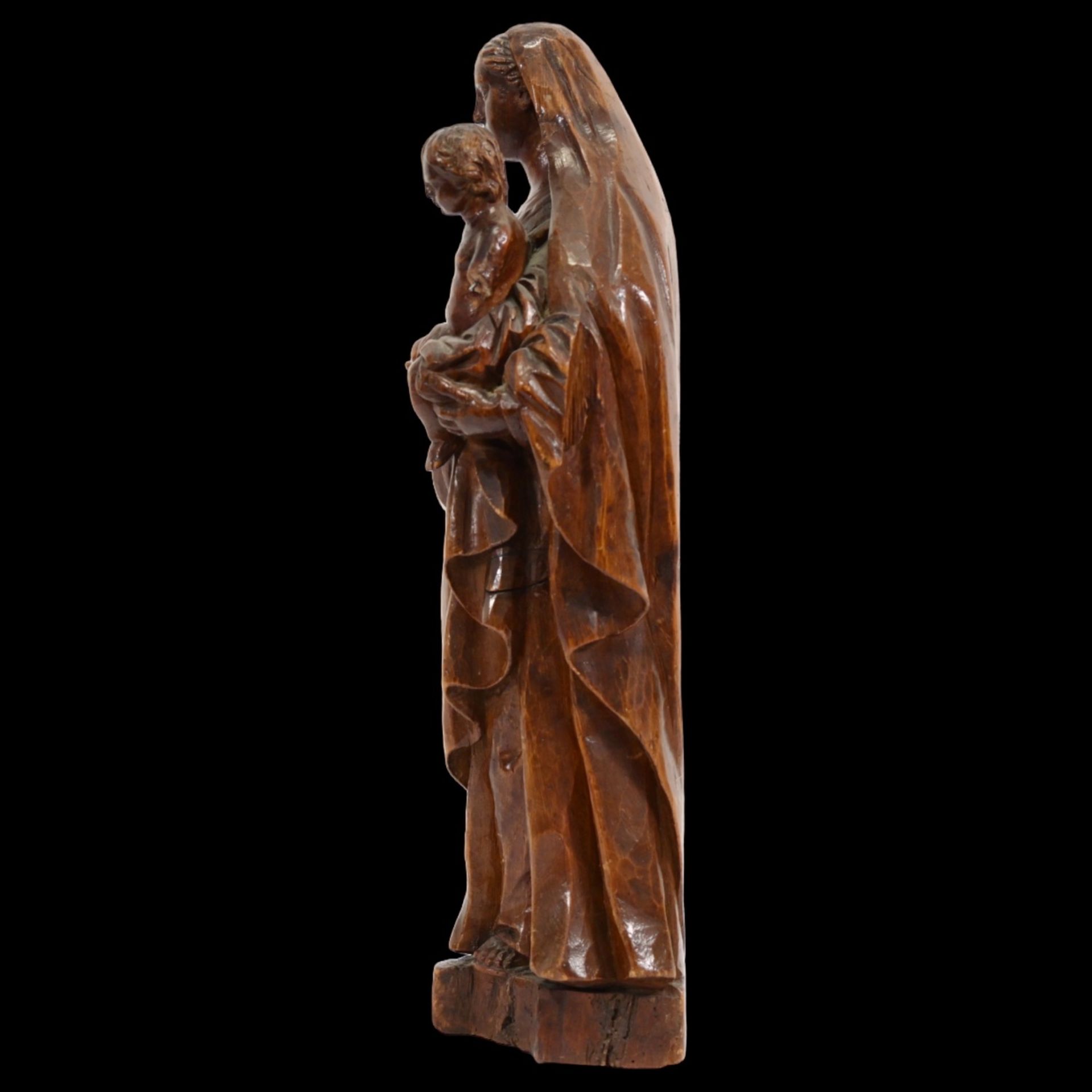 Magnificent Wooden sculpture, Virgin Mary with Child Jesus, France 19th century. - Image 3 of 8