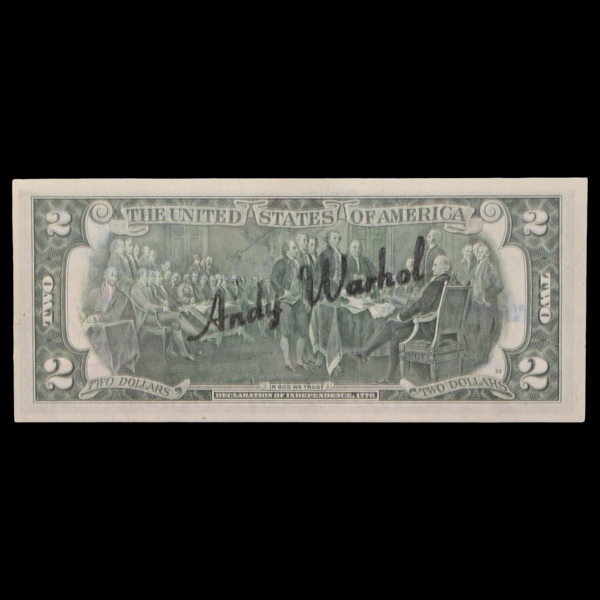 Andy WARHOL (1928 - 1987), Signed 2-dollar banknote + certificate. - Bild 4 aus 5