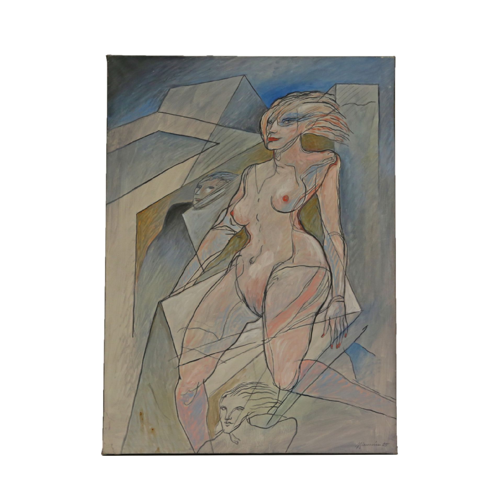 Female nude 1985, oil on canvas, signed by the artist in the lower right corner of Miannini.
