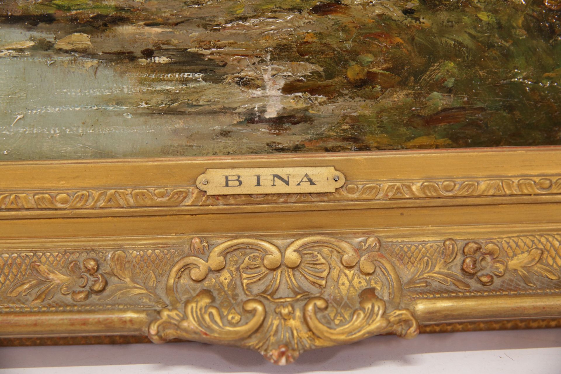 Peter BINA (1888-1969) "Landscape with a boat", oil on panel. - Bild 4 aus 4