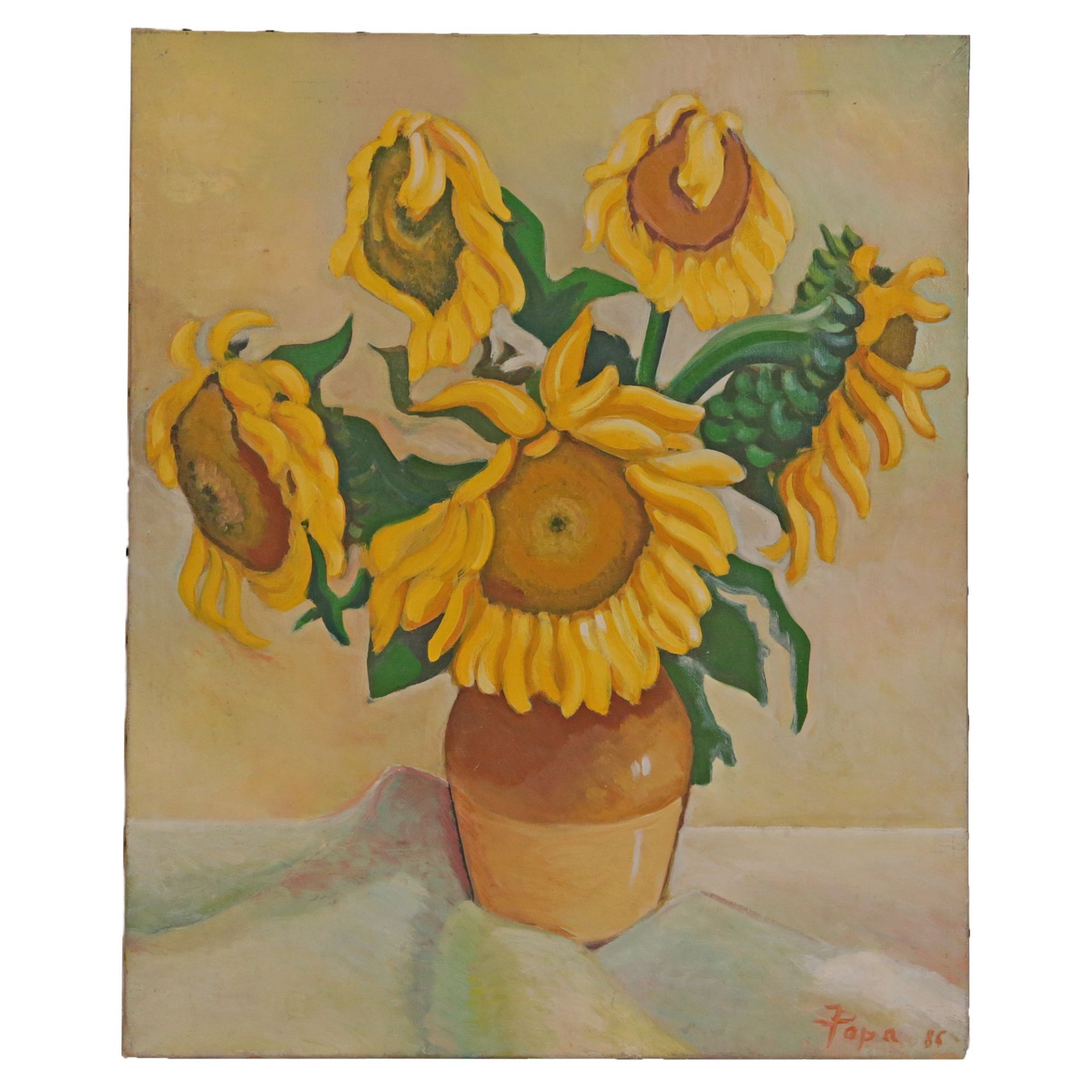 Vally POPA "Still life with sunflowers", oil on canvas, 1986. - Bild 5 aus 5