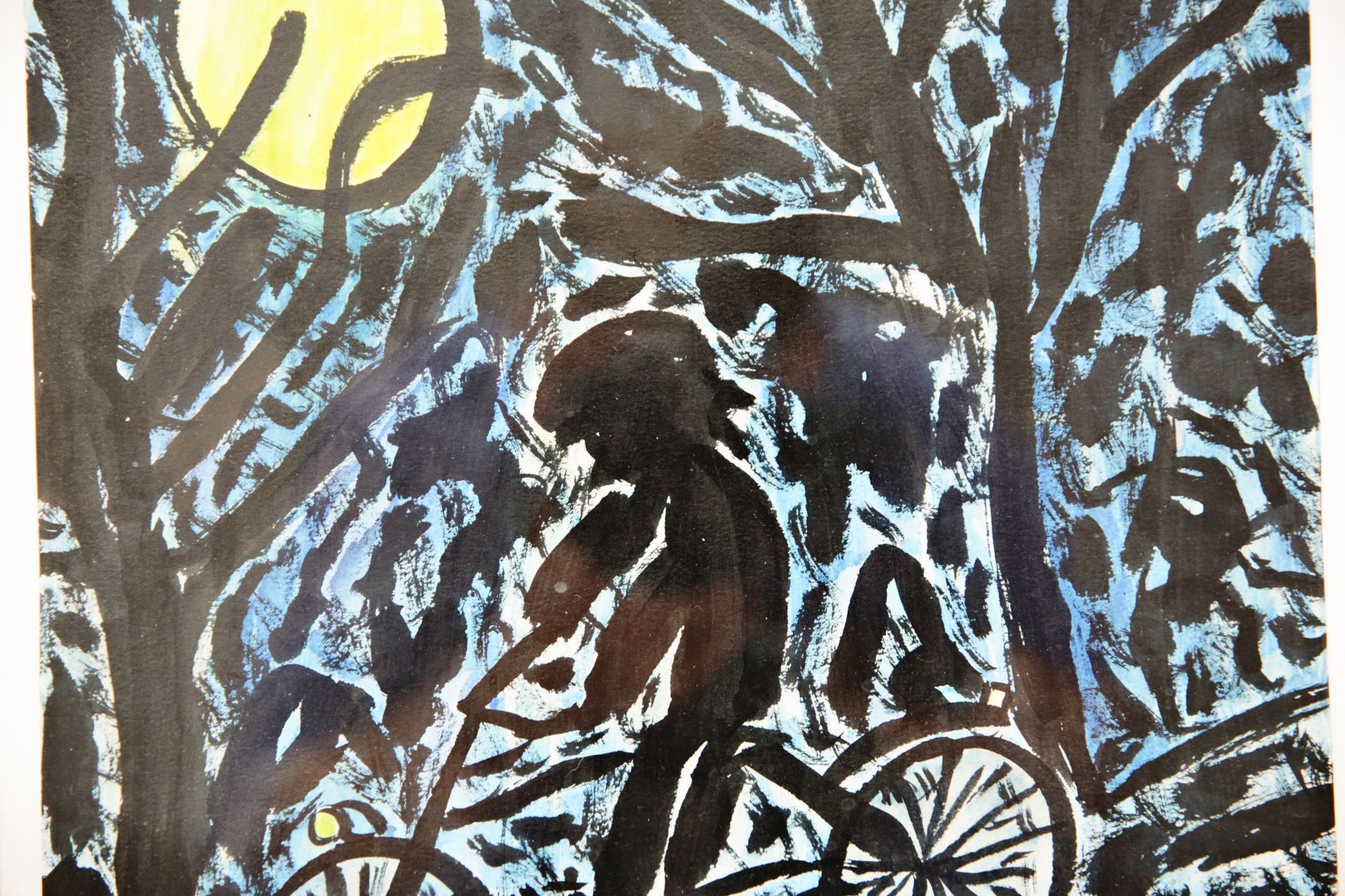 Max BLUMBERG (1948) ÒBicyclette noctureÓ, watercolor and ink, European painting of the 20th C. - Image 4 of 4