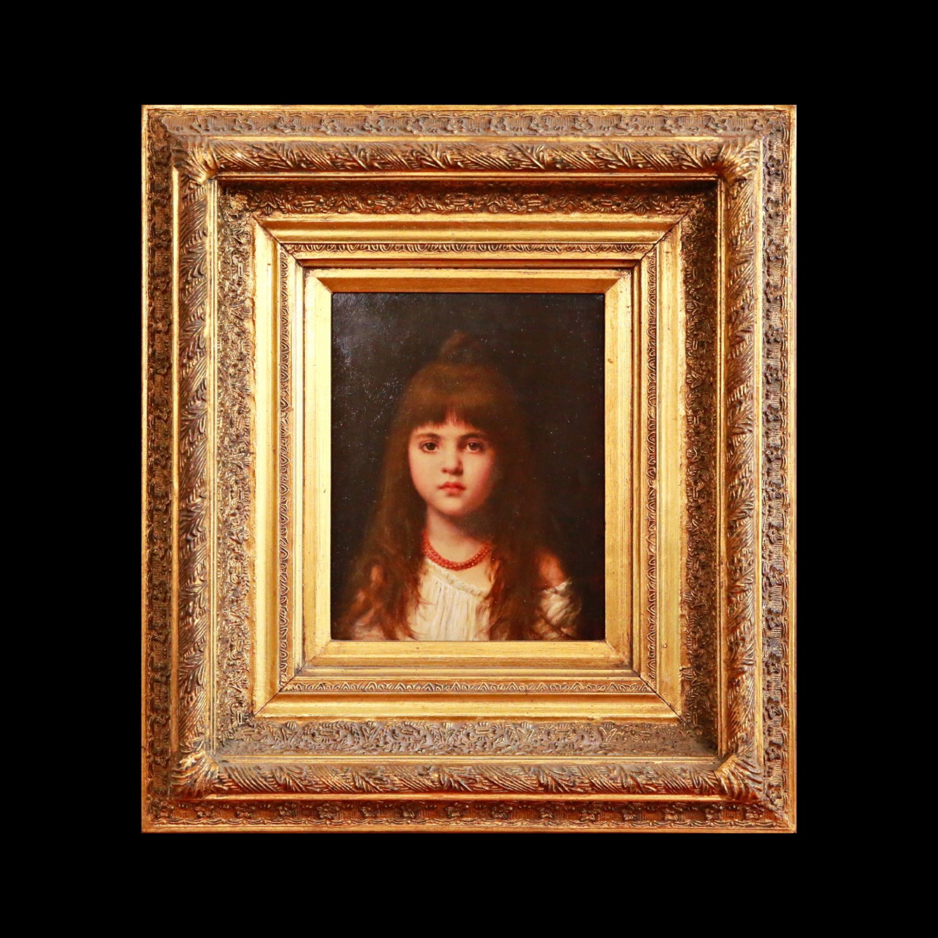 Attributed Alexey Kharlamov, Portrait of a little girl, Oil on panel, no signature, Russian painting