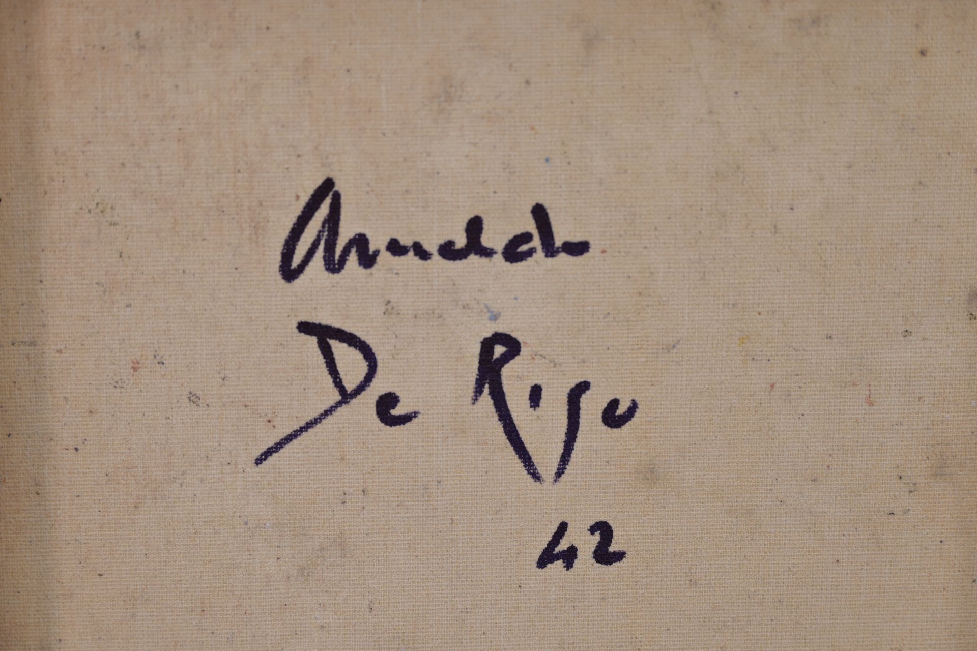 French painting, Oil on canvas, Signature of the artist A. De Riso. 1942. - Image 7 of 7