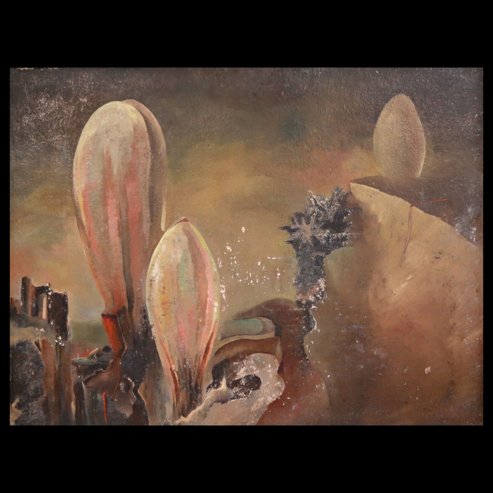 Surreal landscape, Oil on fiberboard, unsigned, European painting of the 20th century. - Image 2 of 4