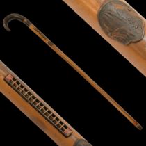 A rare Walking Stick Cane, Harmonica, Czech Republic, early 20th century.