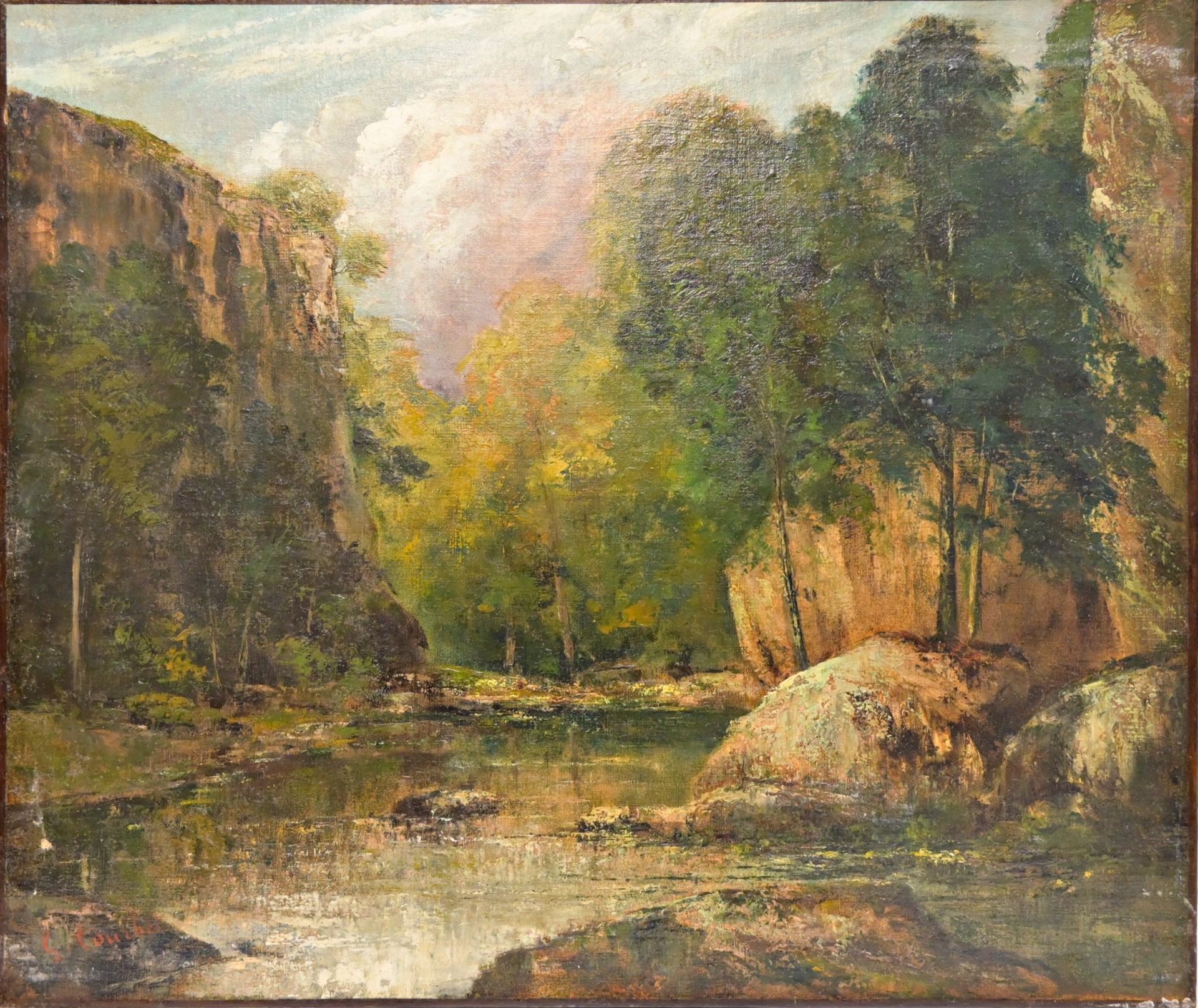 Attributed to Gustave COURBET (1819-1877) River in the forest, oil on canvas, France 19th _. - Image 2 of 7