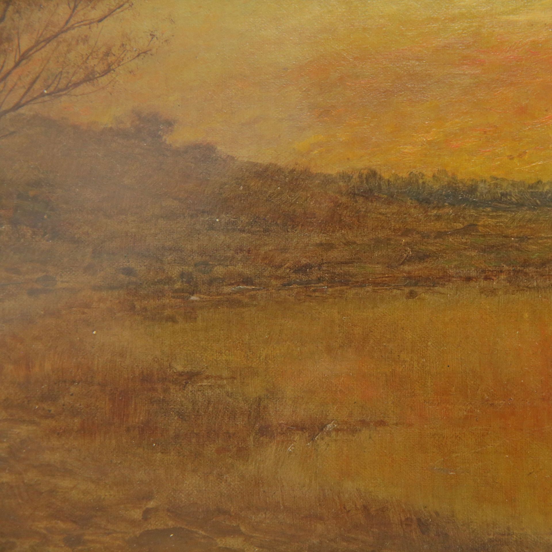 Gardner Arnold RECKHARD (1858 Poughkeepsie, New York - 1908) "Sunset over the pond", oil on canvas. - Image 3 of 4