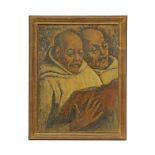 Theodore J. VERSCHAEREN (1874-1937) "The two monks" 1933, oil on canvas, French painting, 20th _.