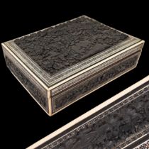 Superb quality Anglo Indian, black wood and inlaid box, 19th century.