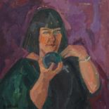 "Woman with apple" A RUSSIAN OIL PAINTING BY VIKTOR VASIN