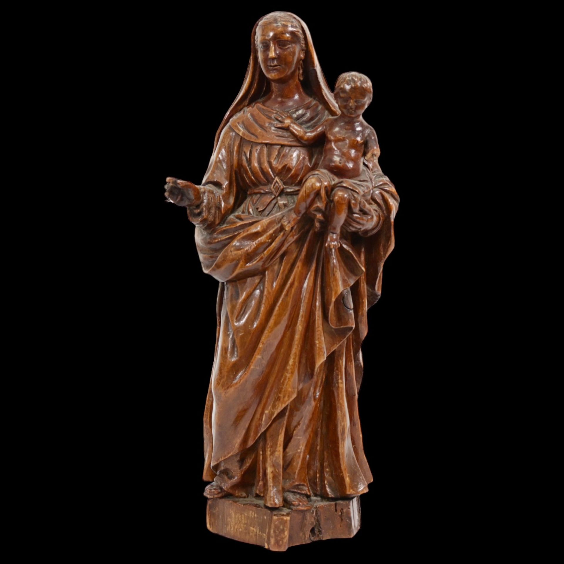 Magnificent Wooden sculpture, Virgin Mary with Child Jesus, France 19th century. - Image 2 of 8