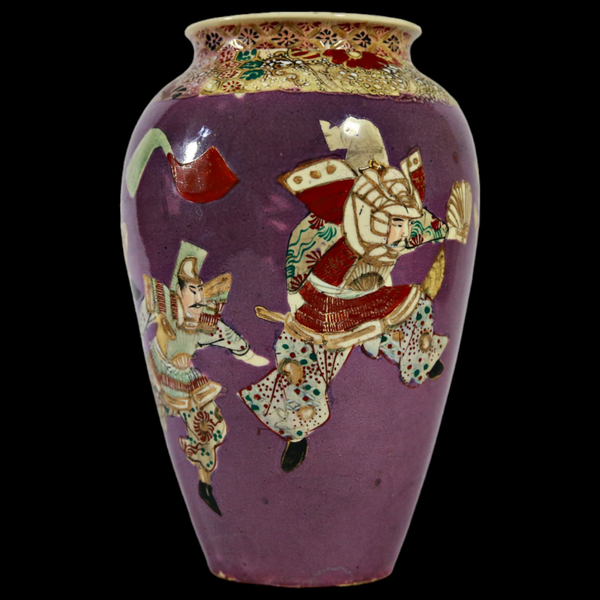 Pair of Satsuma vases, Japan, Meiji period, earthenware, decorated with figures of samurai. - Bild 7 aus 25