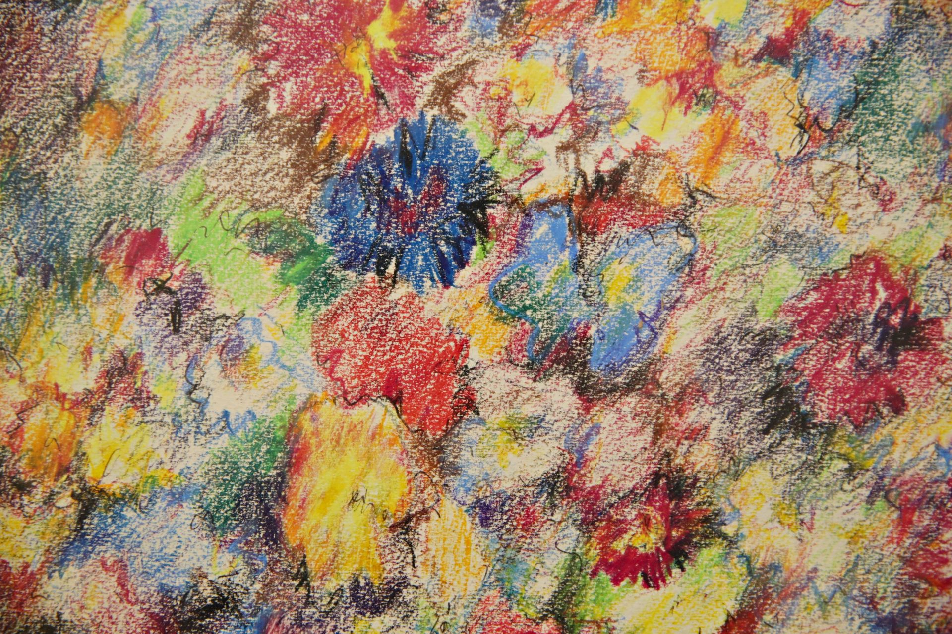 "Flowers", colored pencil drawing, illegible signature, French painting of the 20th C. - Image 5 of 6