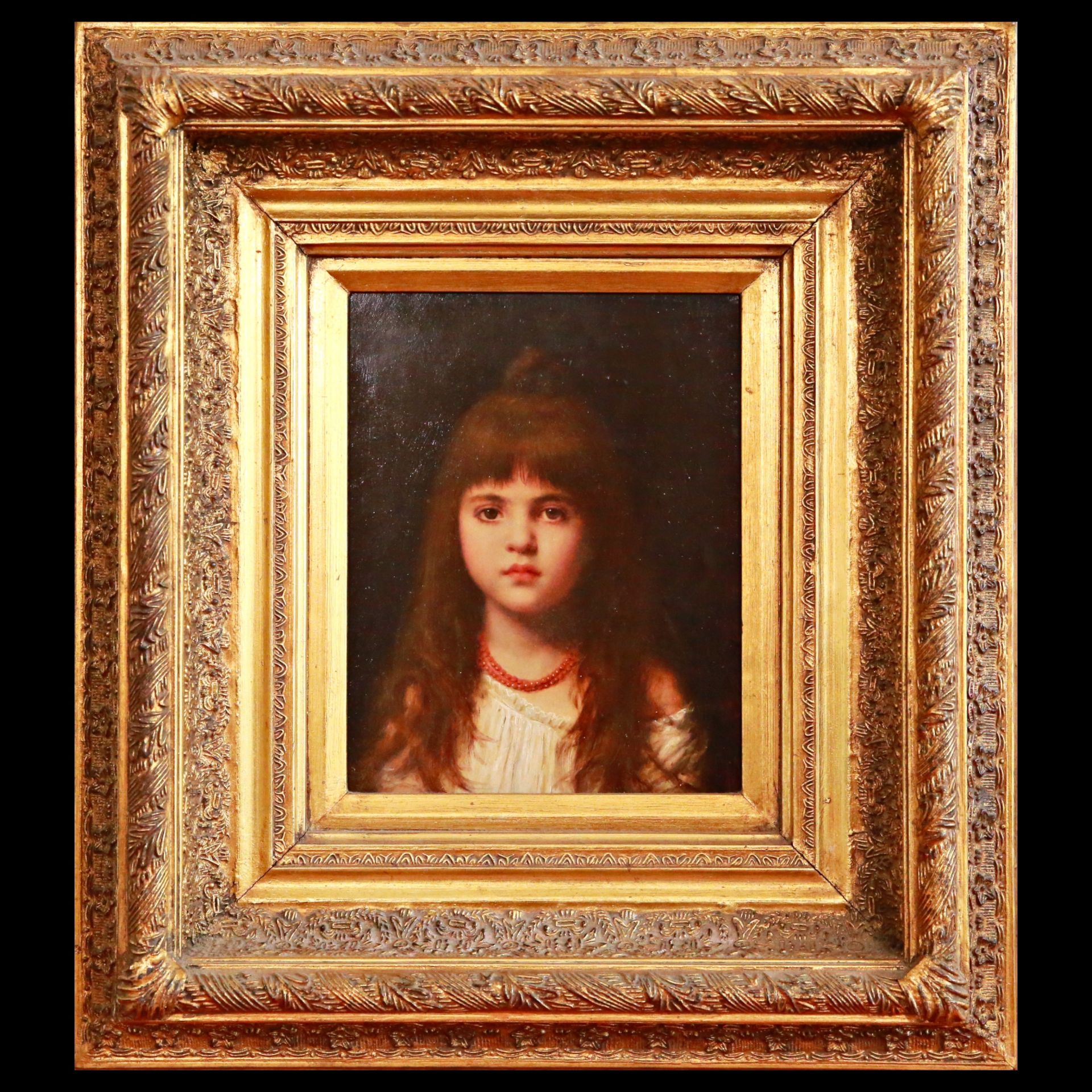 Attributed Alexey Kharlamov, Portrait of a little girl, Oil on panel, no signature, Russian painting - Image 2 of 7