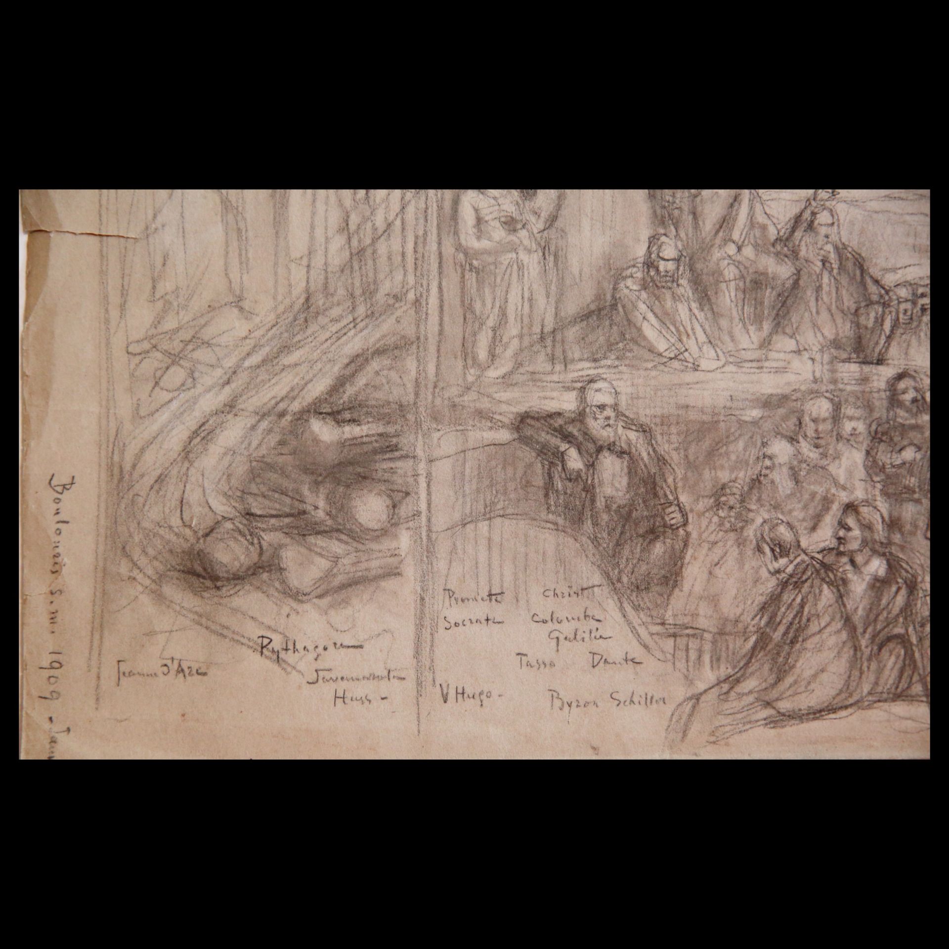 Jan STYKA (1858-1925) drawing on a biblical theme, Pencil on paper, author signature,1909. - Bild 5 aus 7