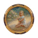 Louis FORTUNEY (1875-1951) "Baby" 1925, pastel on paper in medallion, French painting 20th C.