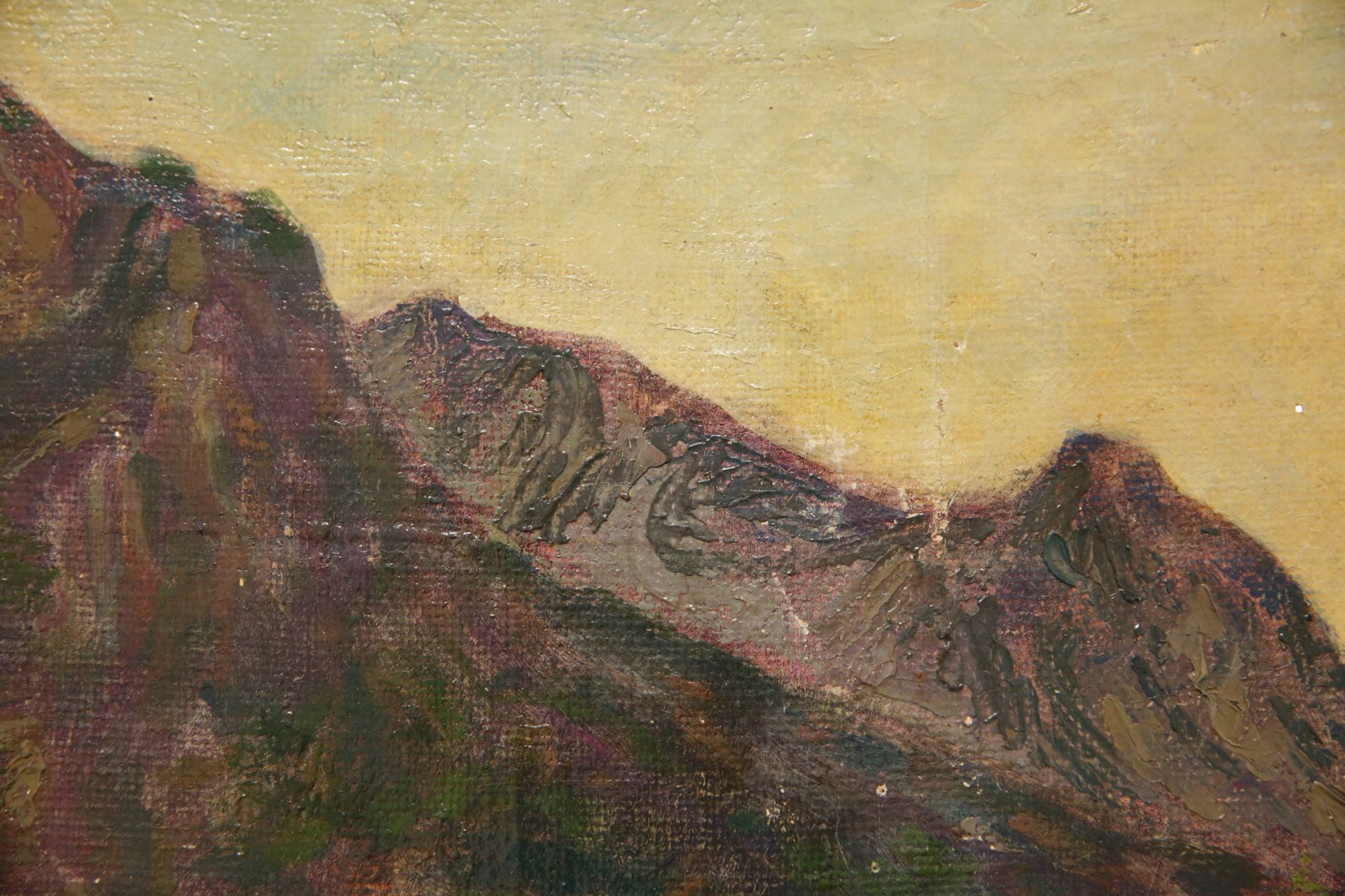 "House at the foot of the mountains", oil on canvas, unsigned, France, 20th century. - Image 3 of 3