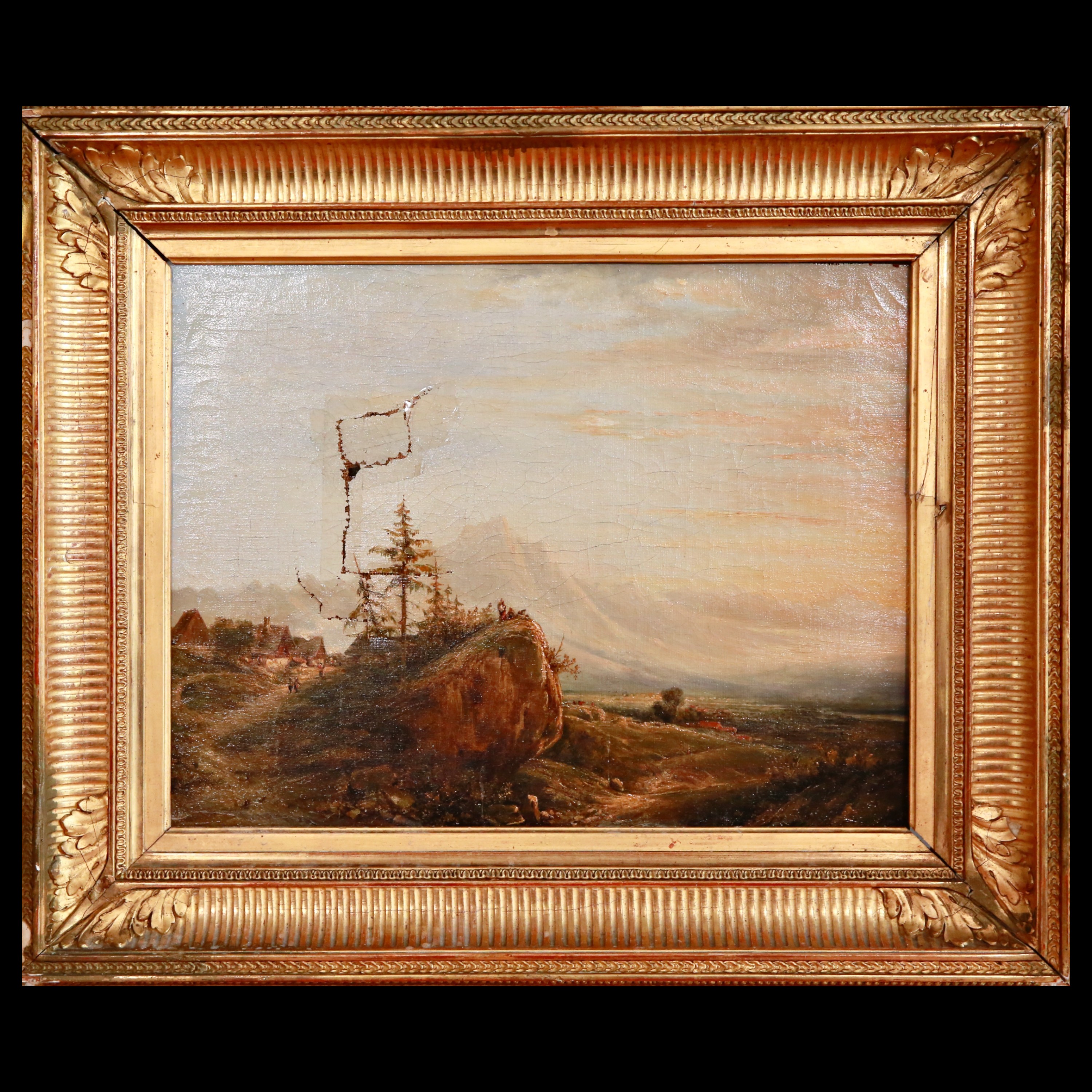 Landscape, oil on canvas, without author's signature, French painting of the 19th century.