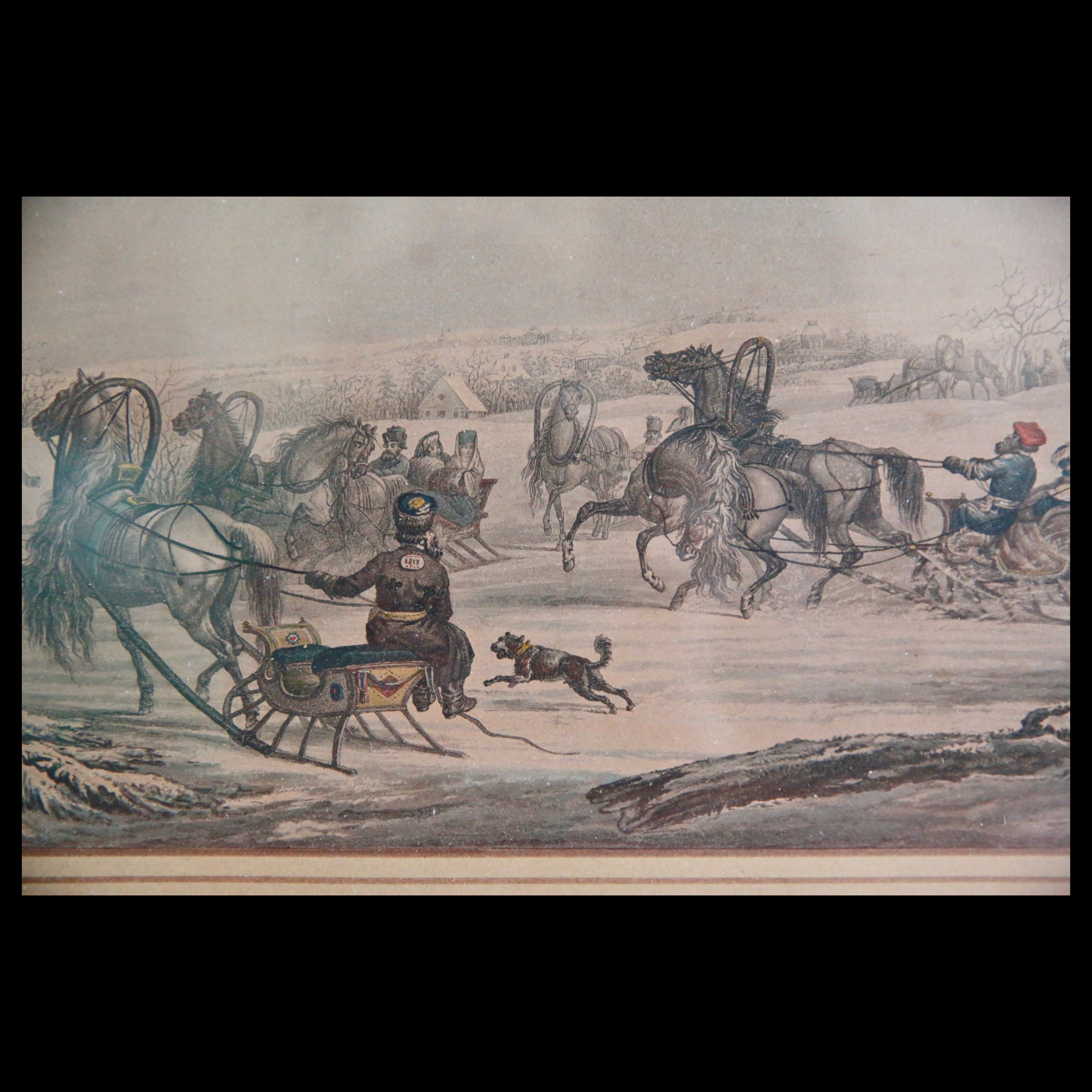 Attributed to Alexander Orlovsky (1777-1832) Sleigh ride, print, no signature, Russian Empire, 1813. - Image 3 of 5