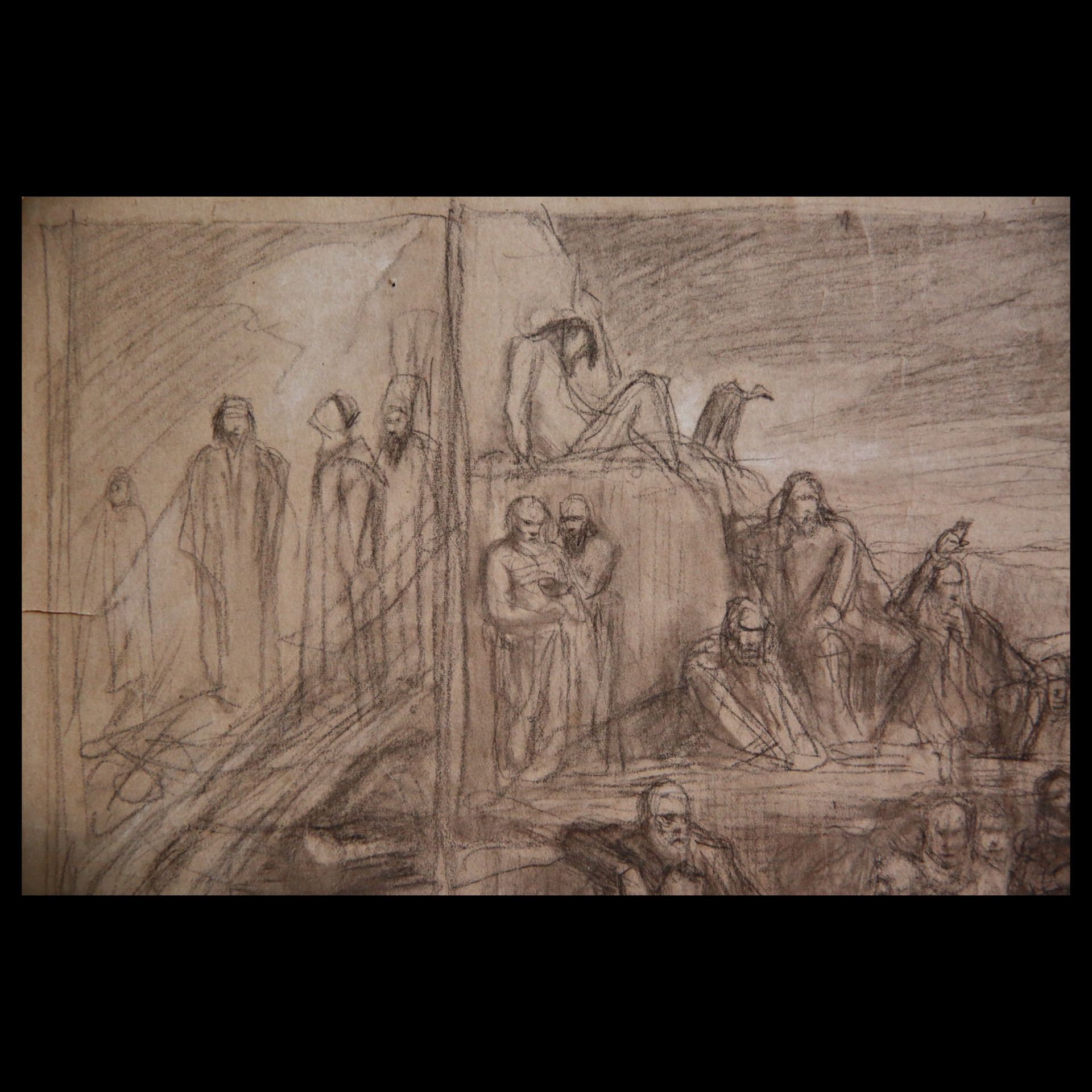 Jan STYKA (1858-1925) drawing on a biblical theme, Pencil on paper, author signature,1909. - Image 6 of 7