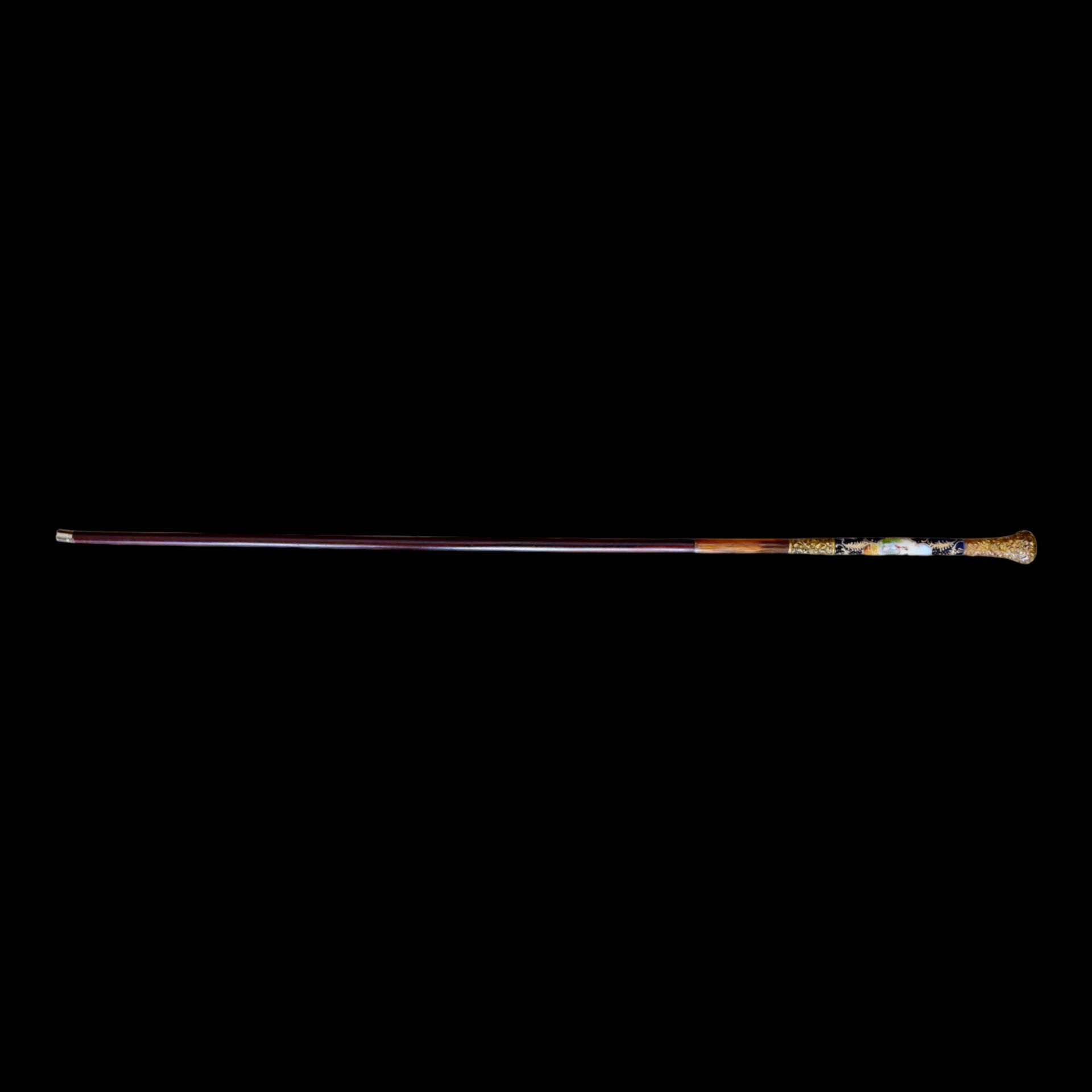 Rare Cane with Porcelain part. Limoge Porcelain Manufactory. France, 19th century. - Image 2 of 12