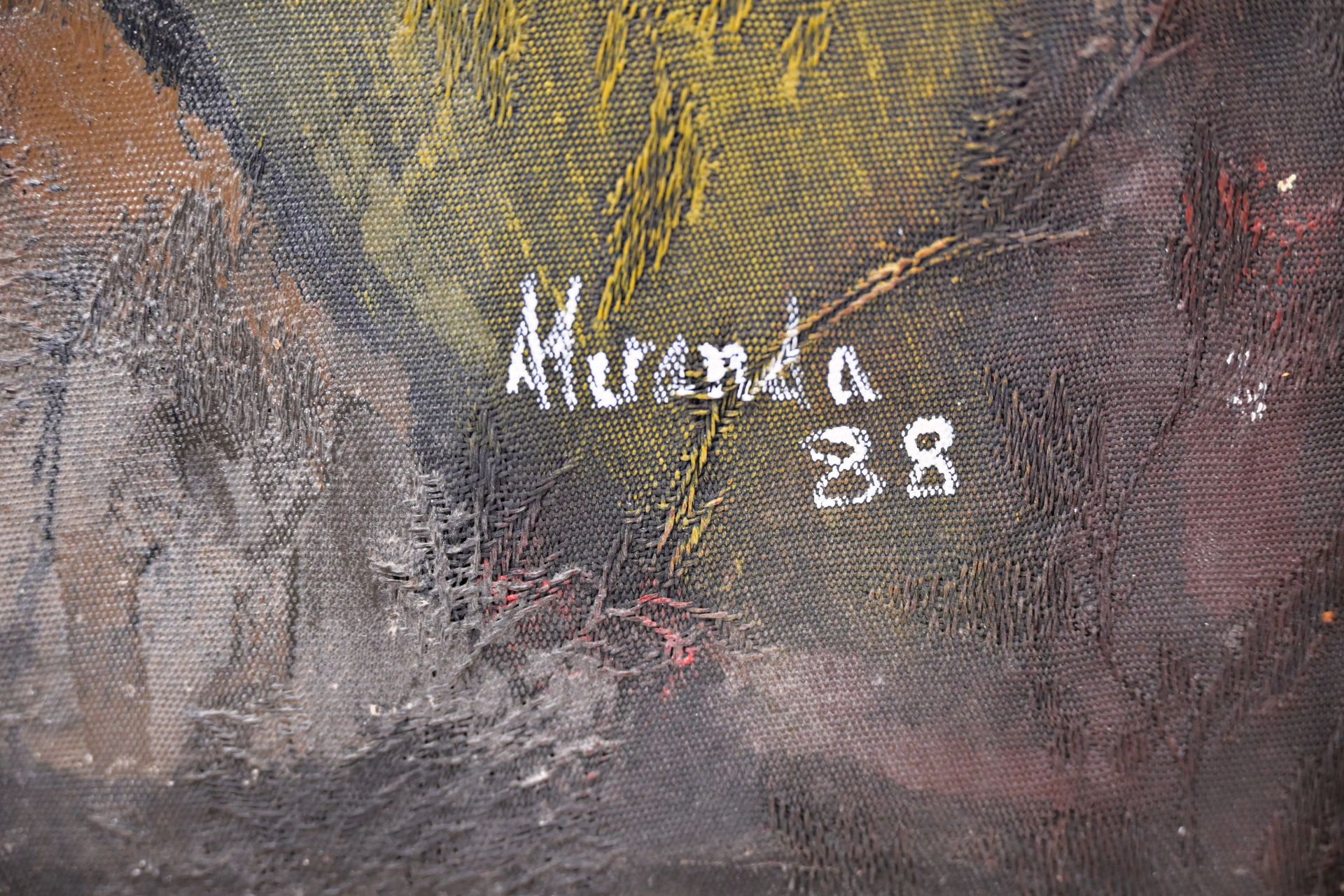 European painting, Miranda, "Forbidden fruit" 1988, oil on fabric. - Image 4 of 7