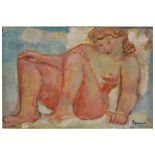 Benjamin BENMAYOR (1920-1999) "Pink female nude" oil on canvas, French painting of the 20th century.