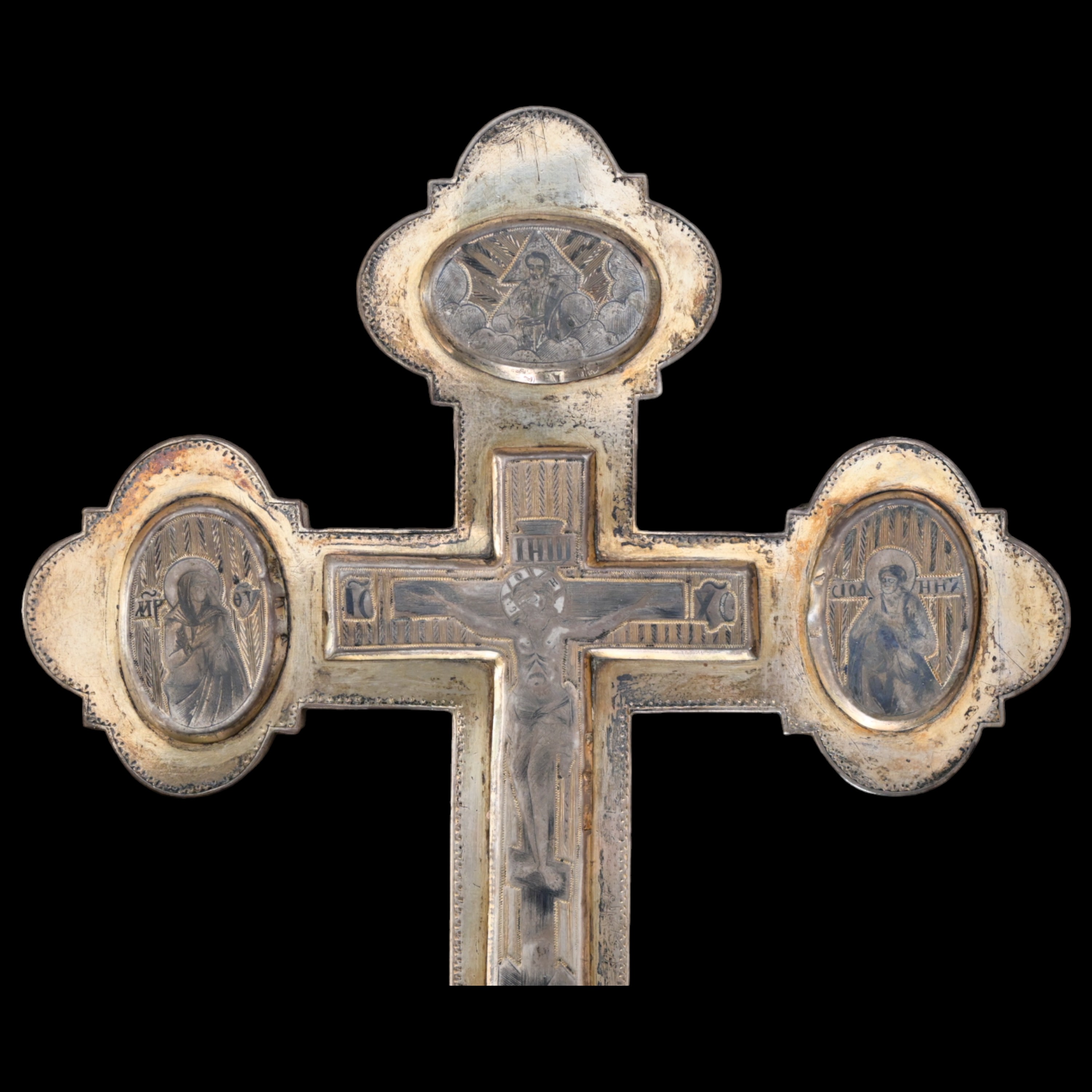 Very rare Russian reliquarium blessing cross, silver with niello, Moscow, Russian Empire, 1830-50. - Image 3 of 13