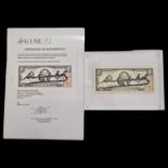 Andy WARHOL (1928 - 1987), Signed 2-dollar banknote + certificate.