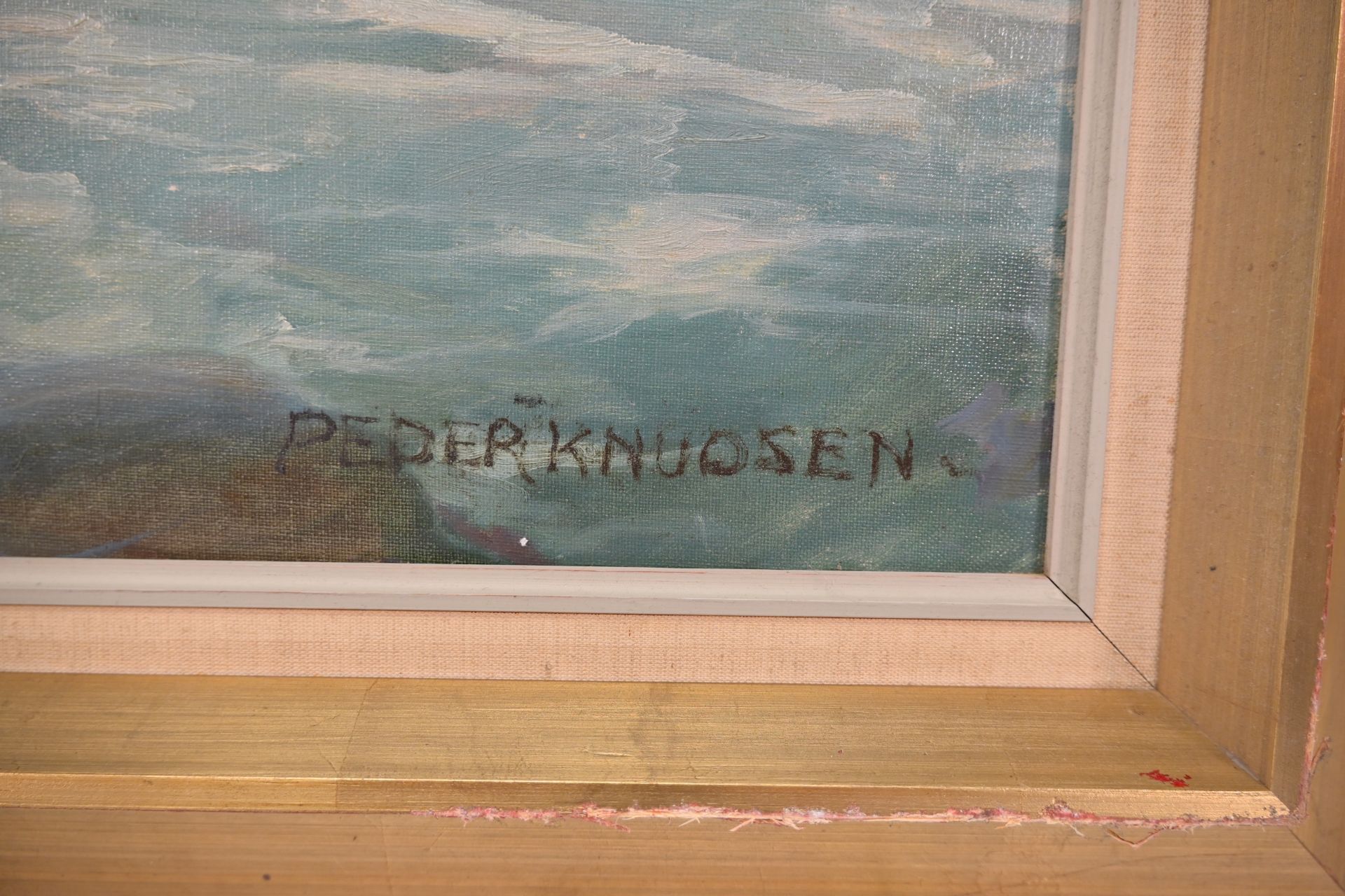 PEDER JACOB MARIUS KNUDSEN (Danish, 1868-1944). The Surf. Oil on canvas. - Image 4 of 6