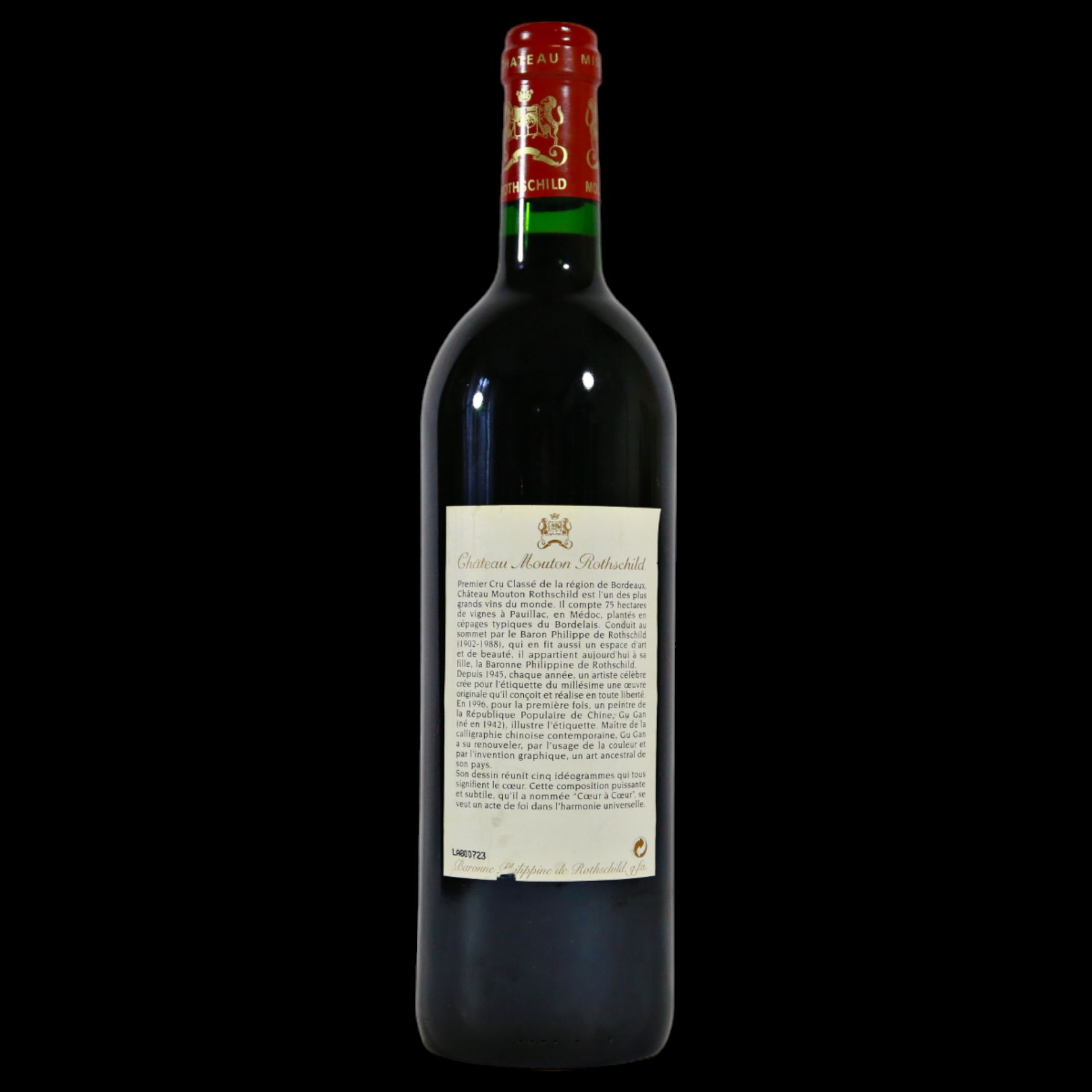 Bottle Vintage Chateau Mouton Rothschild Pauillac 1996, 1er Grand Cru Classe. - Bild 4 aus 12