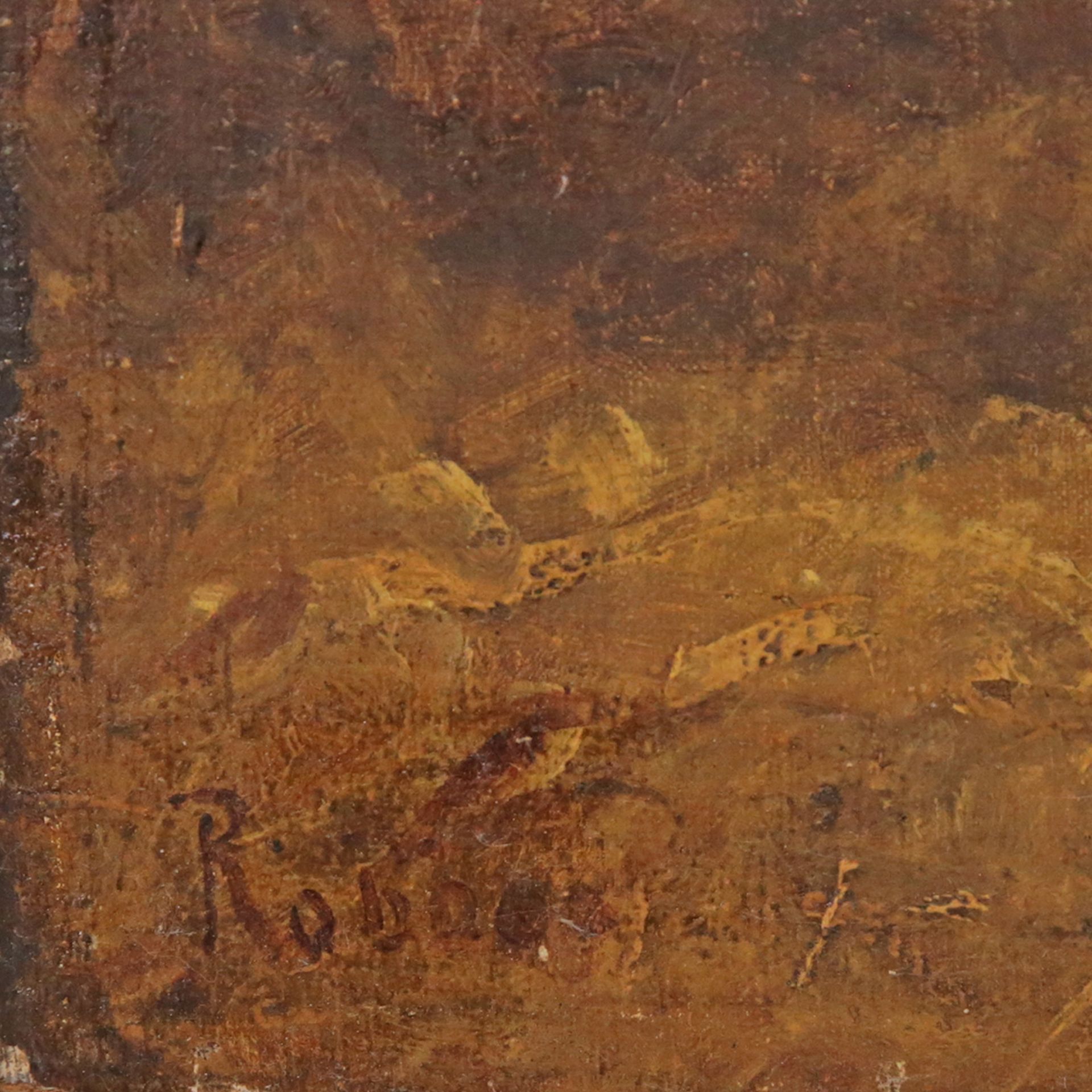 Cows in the stable, oil on canvas, the signature is illegible in the lower left corner, 19th _. - Image 4 of 4