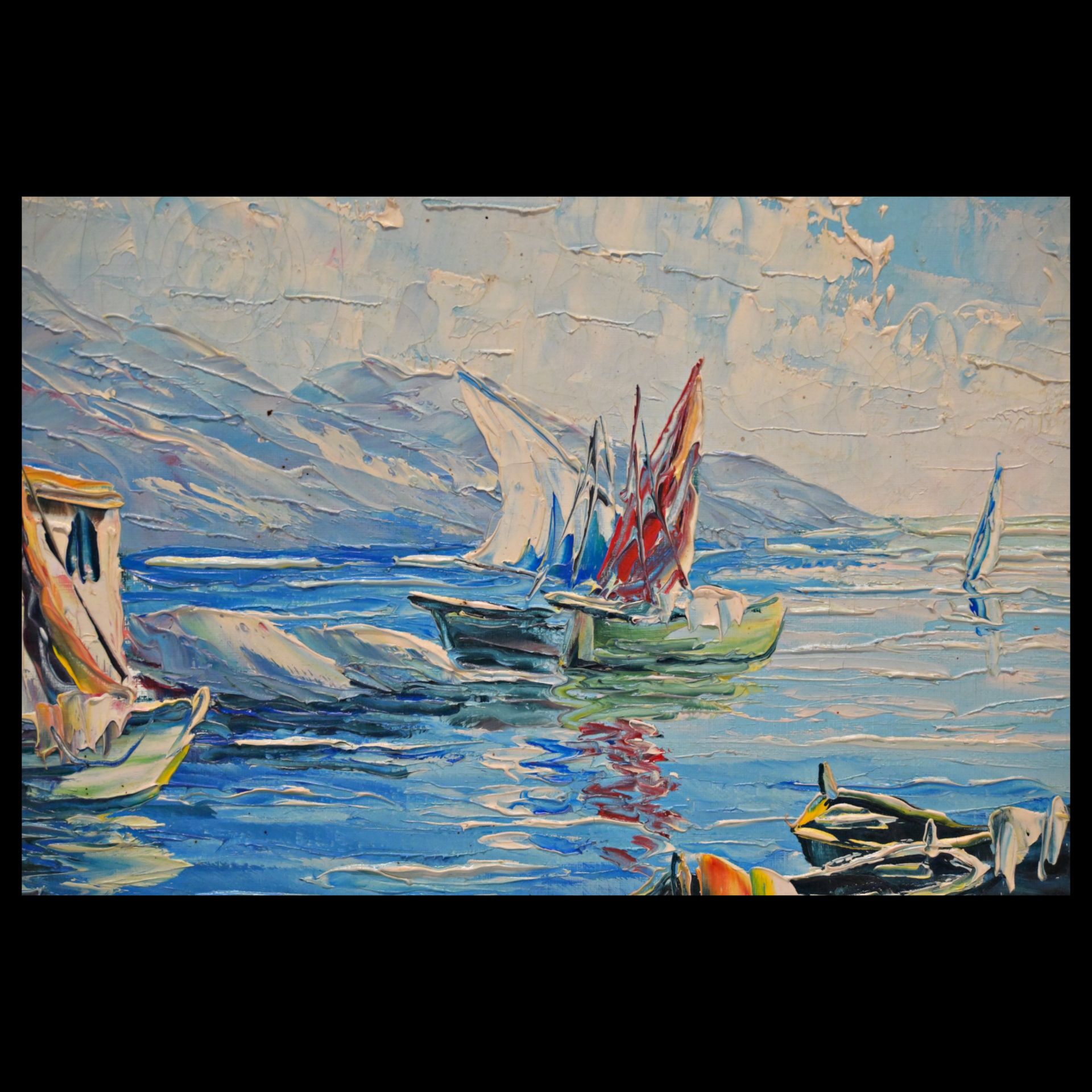 Mediterranean landscape, oil on canvas, illegible author's signature, French painting of the 20th C. - Bild 2 aus 4