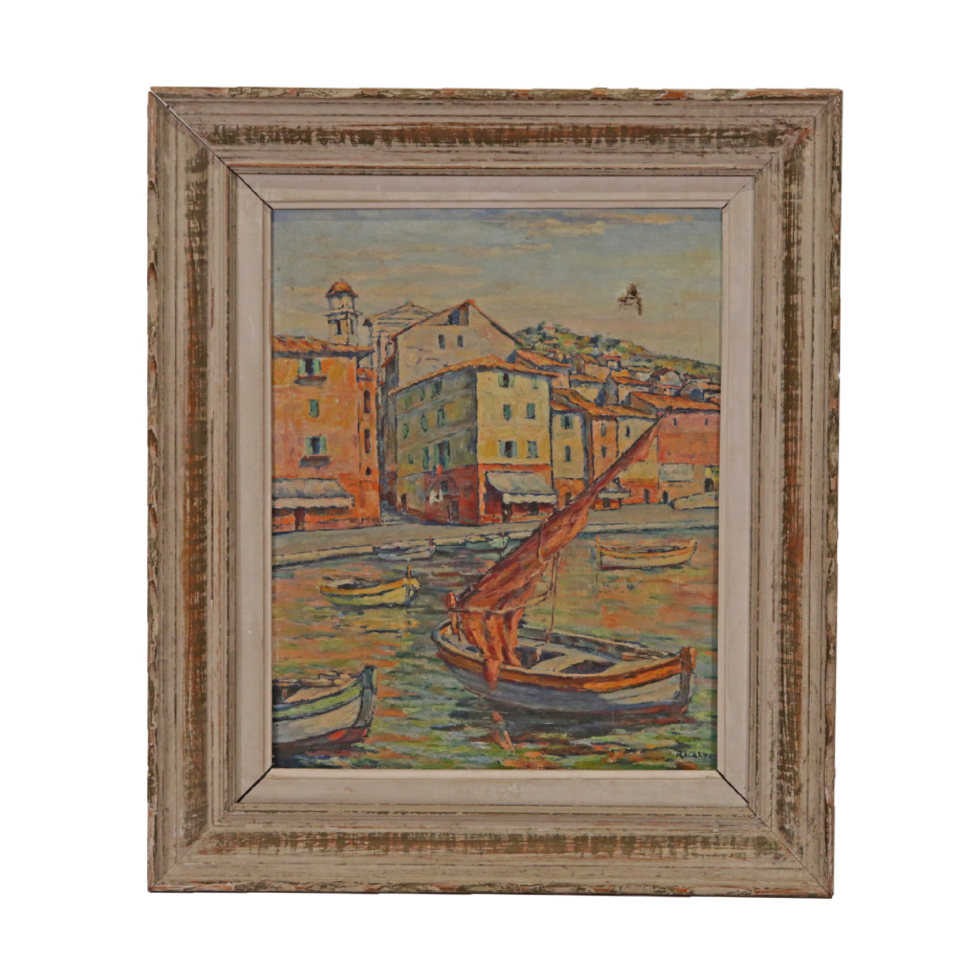 The port of Nice, oil on canvas, signed by the author in the lower right corner - Ricardi.