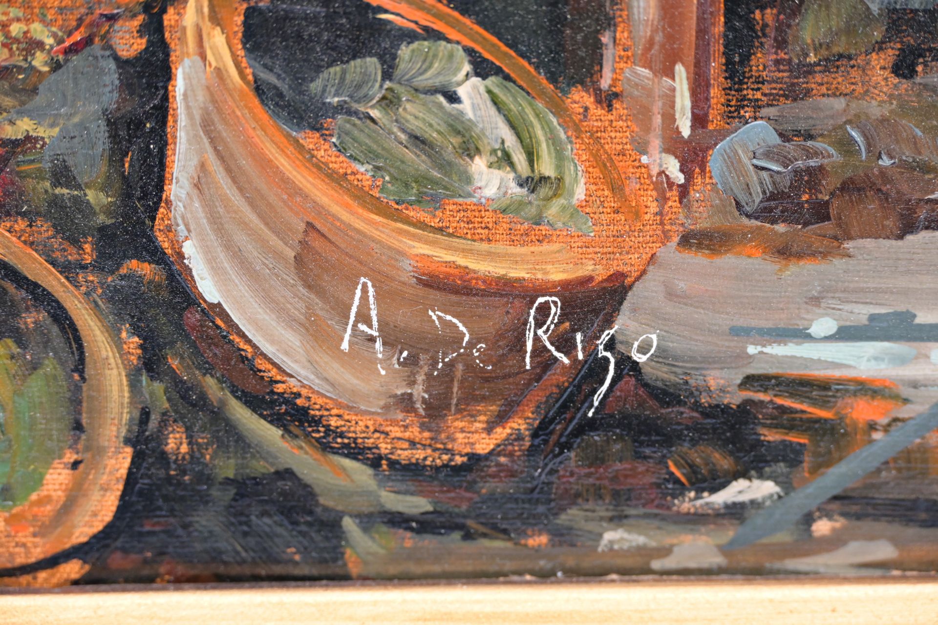 French painting, Oil on canvas, Signature of the artist A. De Riso. 1942. - Image 4 of 7