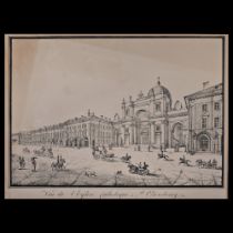 VIEW ON THE CATHOLIC CHURCH IN SAINT PETERSBURG Lithography. Alexander Ivanovich Plushar Ed. 1825