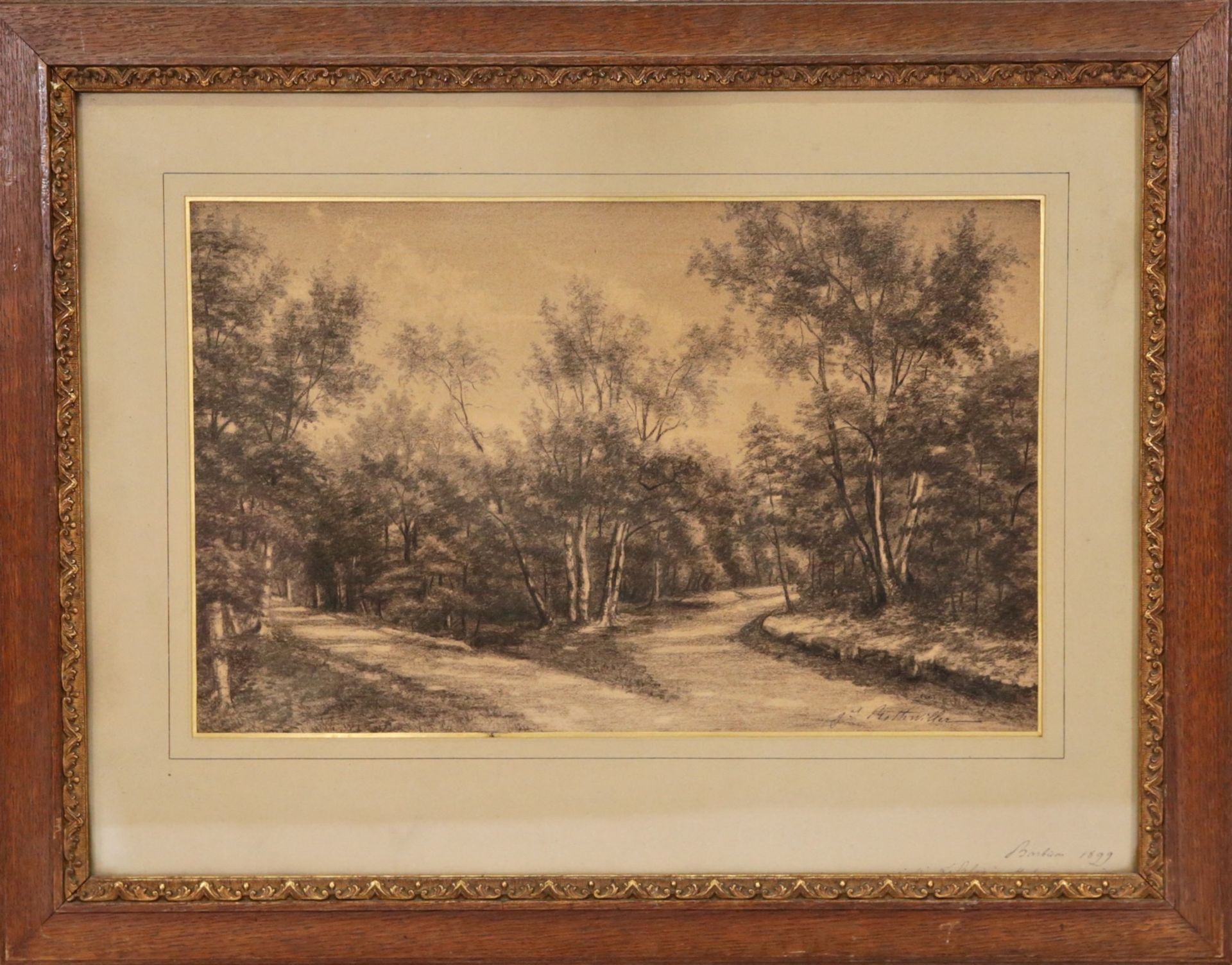 "Barbizon Forest 1899", graphite drawing, signature Rothwiller, French painting of the 19th C. - Image 2 of 6