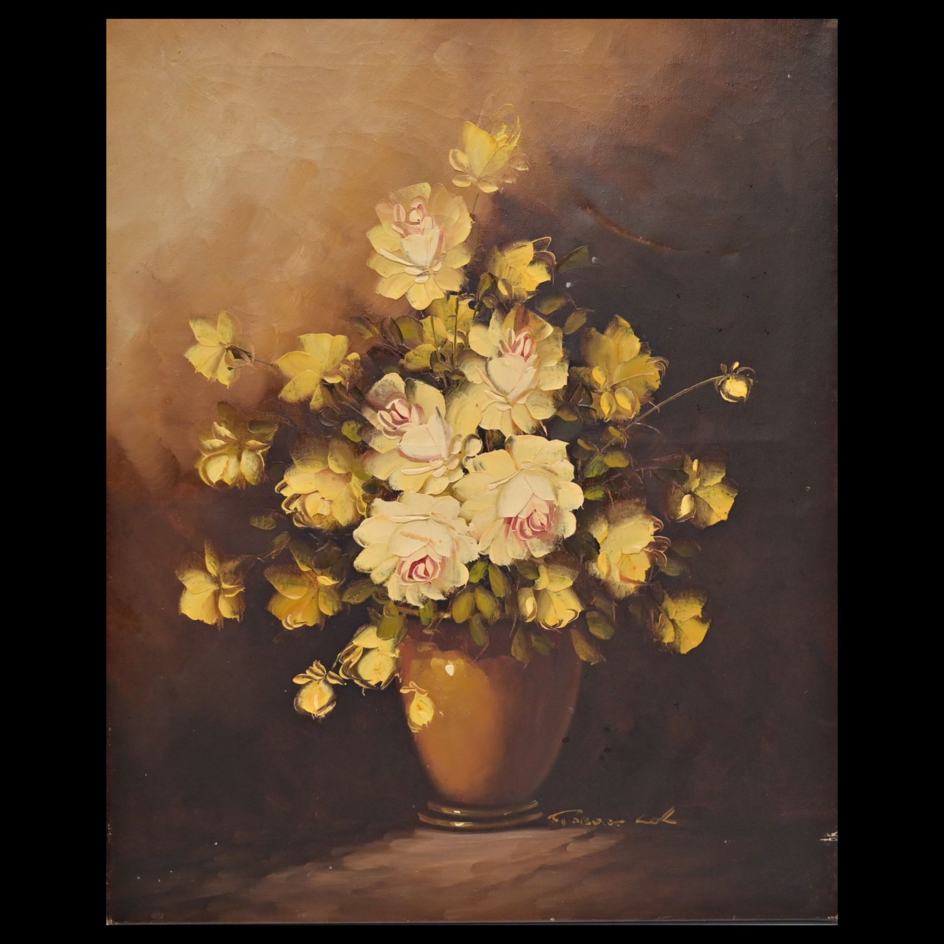 Thomas Torak (1953), vase of flowers, Oil on Canvas, 20th century American painting. - Bild 2 aus 7