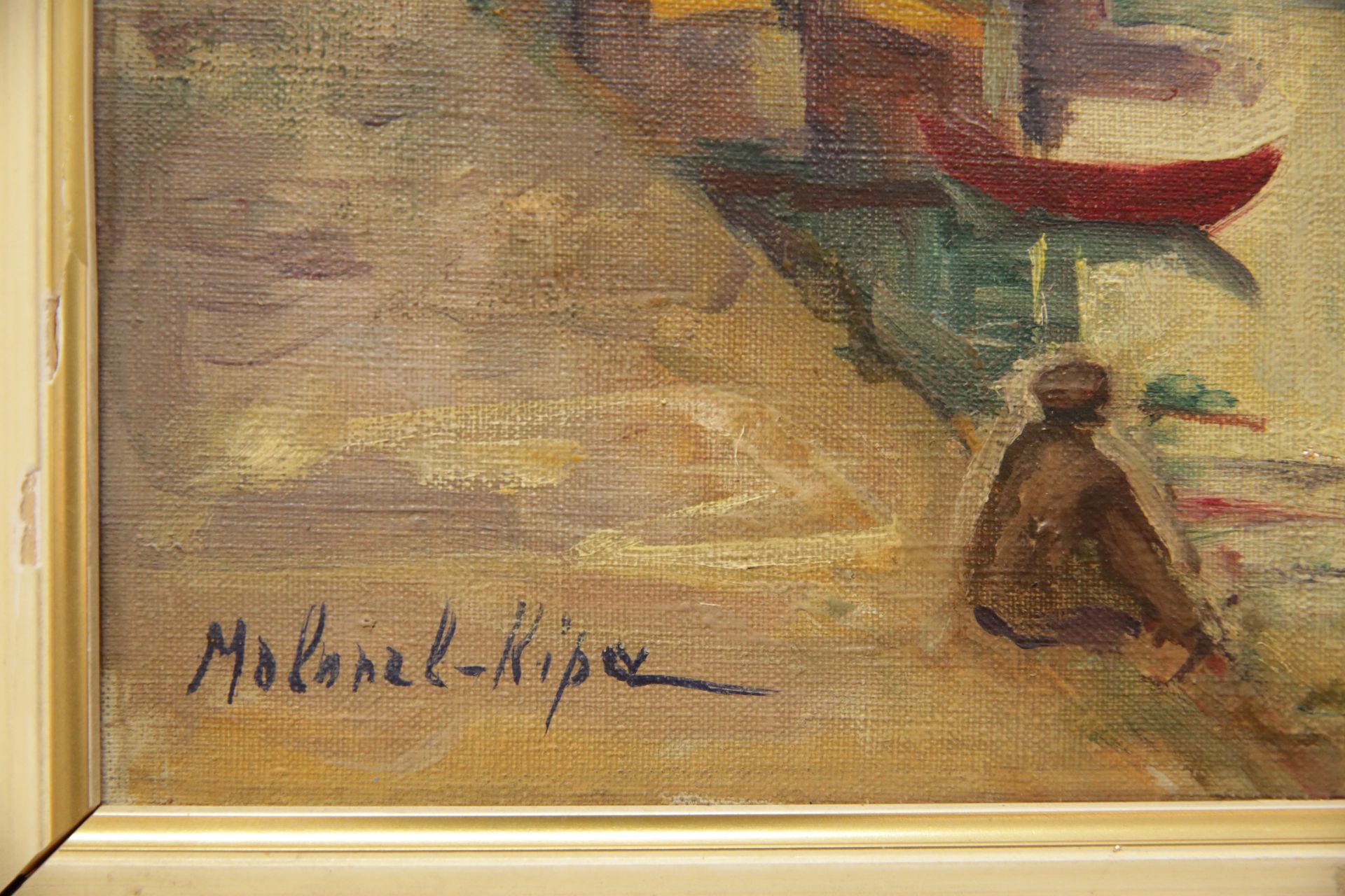 Molonel-Kipa (1906-1966) "Quai et barge", oil on canvas, Russia - France artist. - Bild 4 aus 4