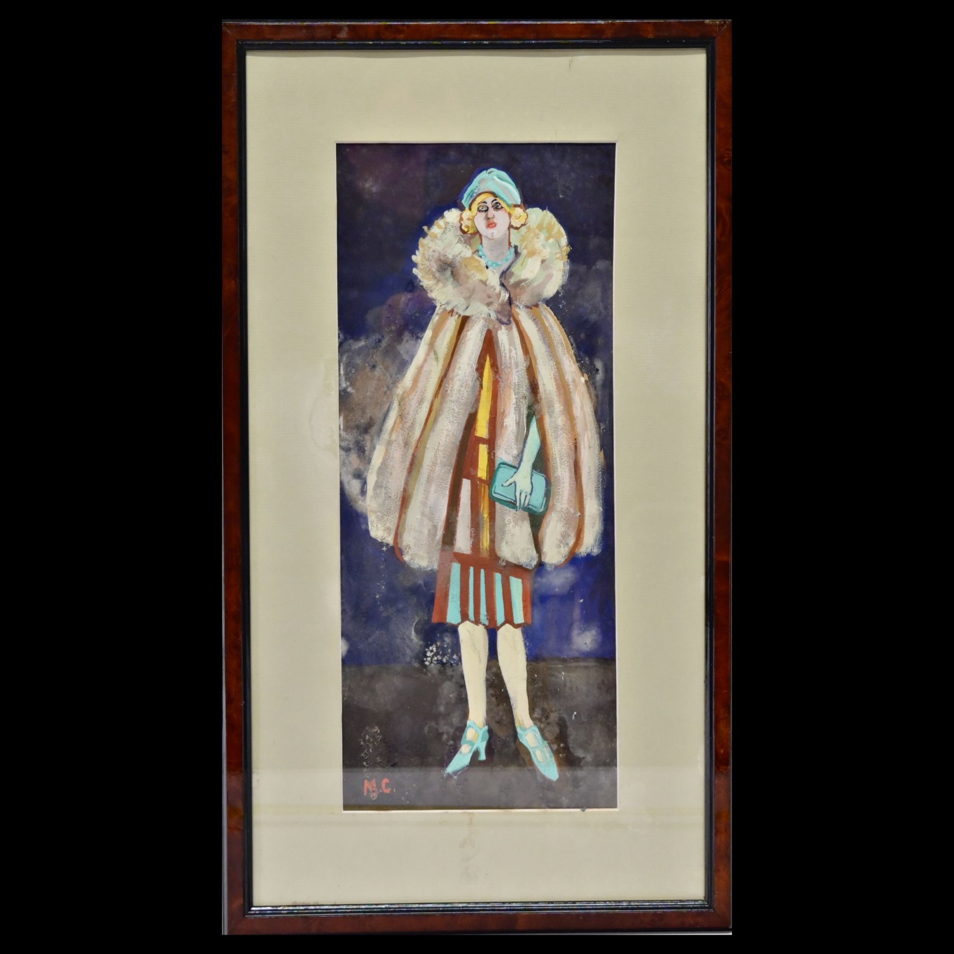 Art Deco Fashion clothing, watercolor on paper, signature of the author by "M C", France, 1920s. - Image 2 of 6