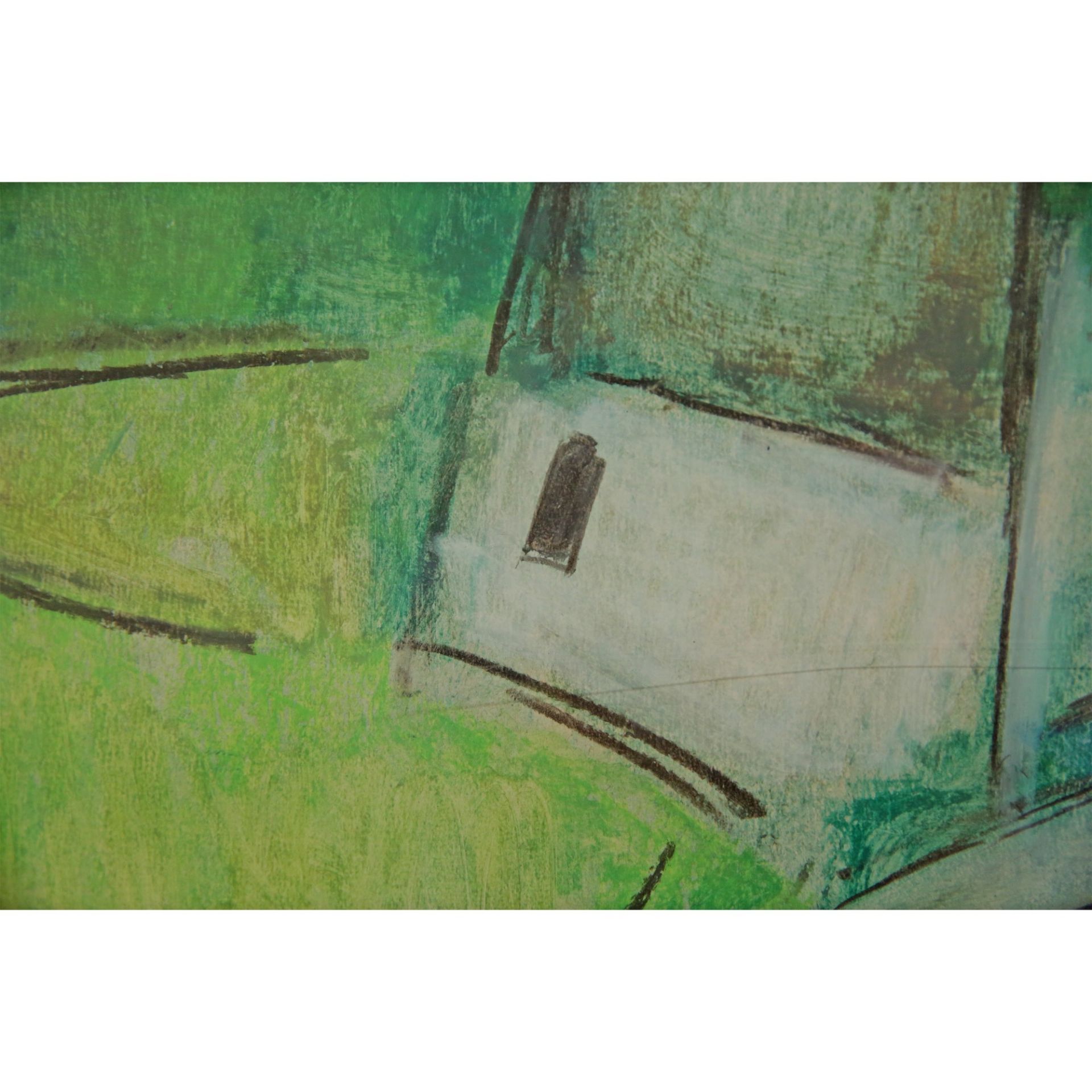Guy PEQUEUX (1942-2021) "LANDSCAPE IN A GREEN TONE", PAIR PAINTING OF GOUACHES ON ISORElL. - Bild 5 aus 7