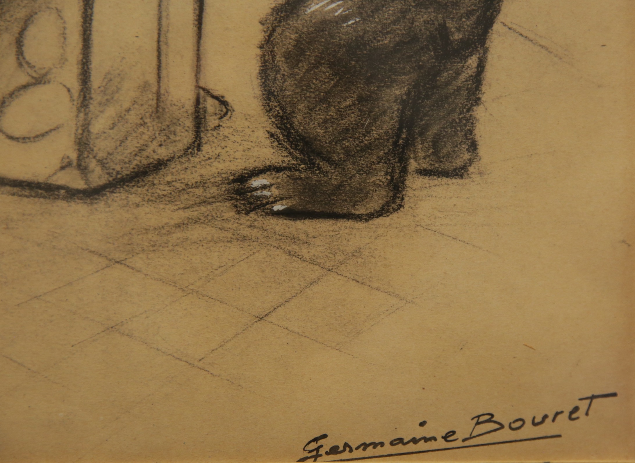 Germaine BOURET (1907-1953) "Child and bear", charcoal drawing and gouache, French, 20th C. - Image 6 of 6
