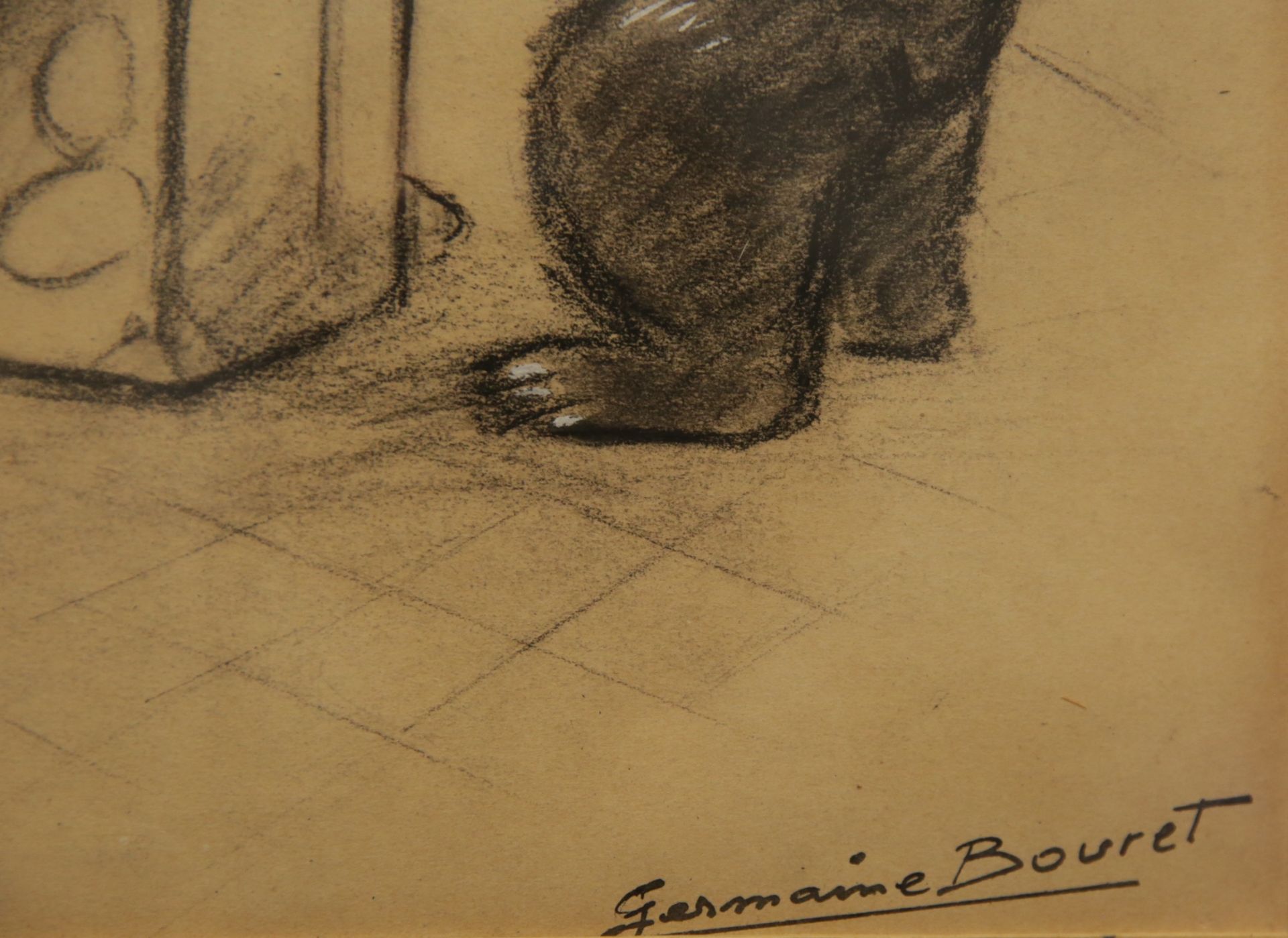 Germaine BOURET (1907-1953) "Child and bear", charcoal drawing and gouache, French, 20th C. - Bild 6 aus 6