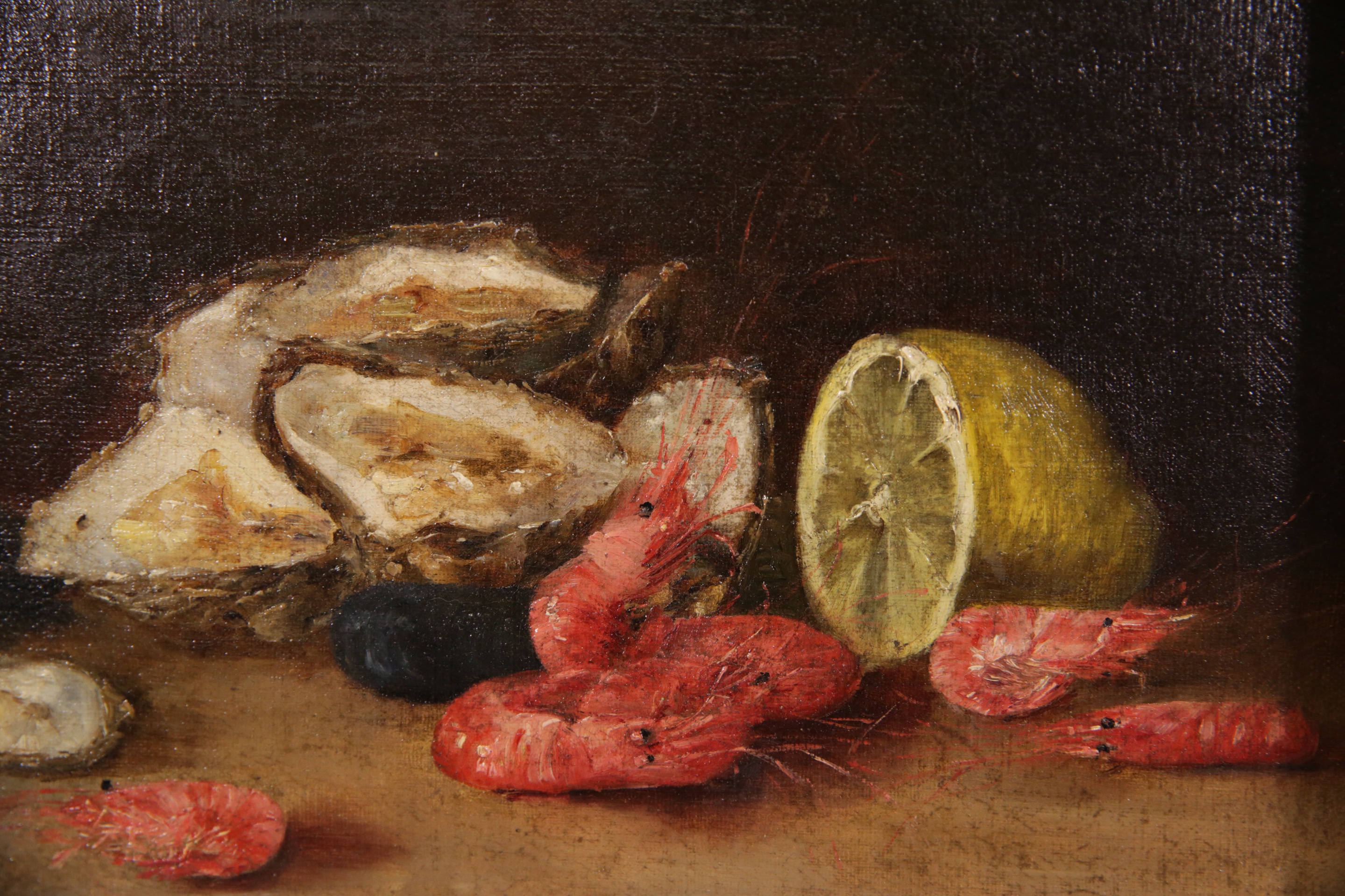 "Still life with oysters", oil on canvas, monogram bottom right J.J., European painting circa 1900 - Image 3 of 4