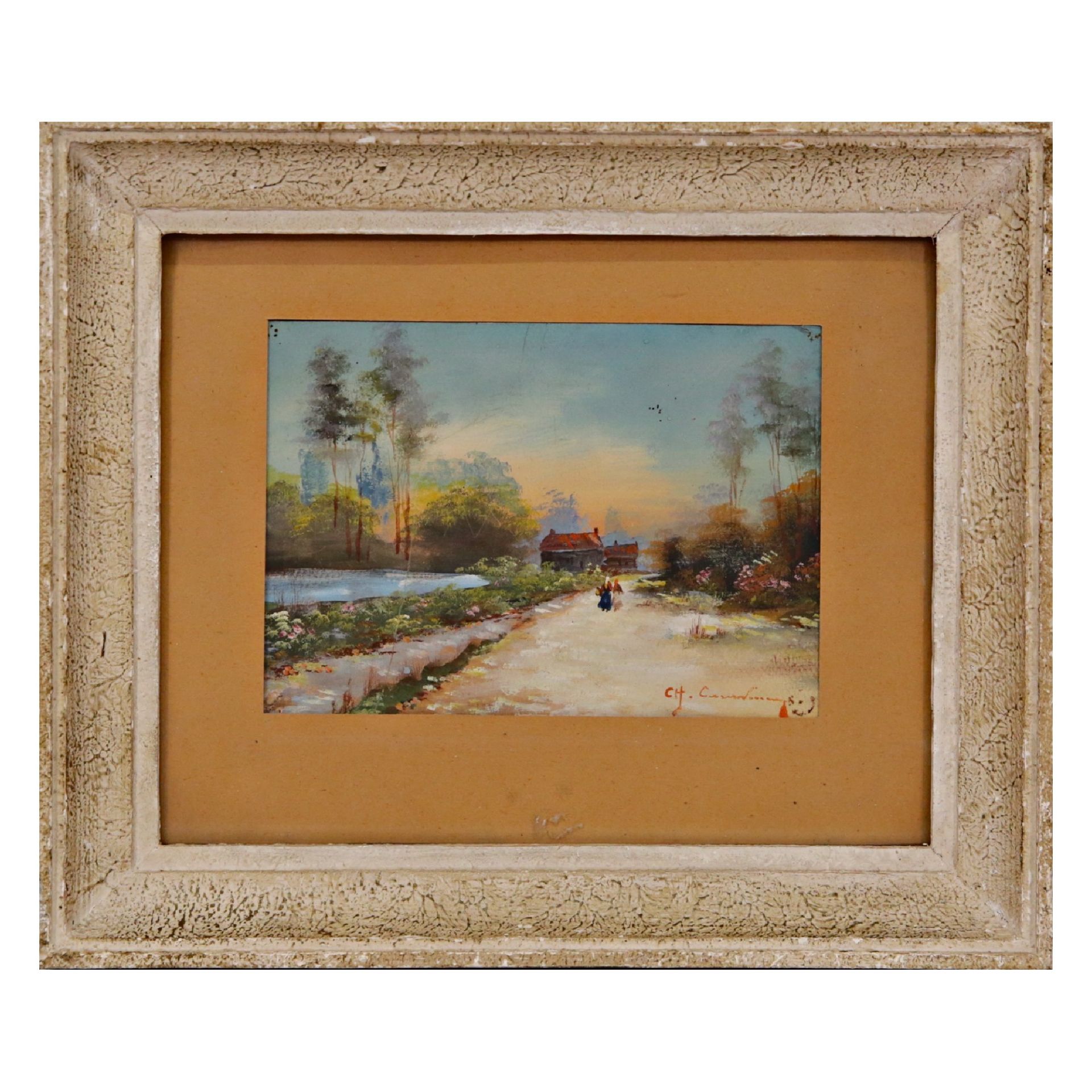 ÒVillage LandscapeÓ, Gouache on paper, signed by the Ch.Contamine, French painting of the 20th _.