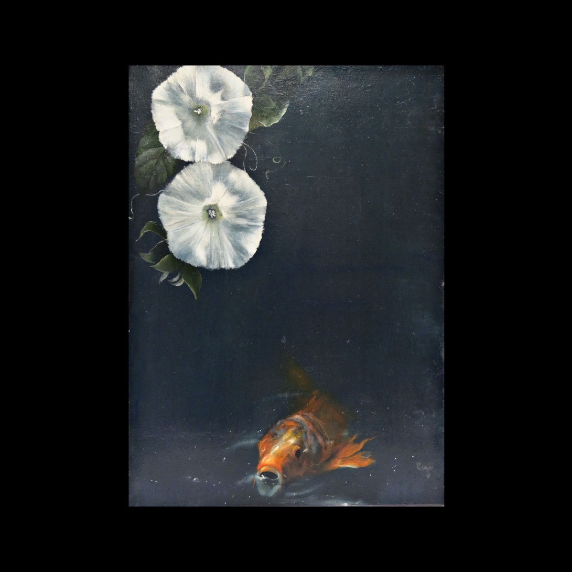 Clement ROSENTHAL (1956) white flowers and carp, oil on canvas, 2015.